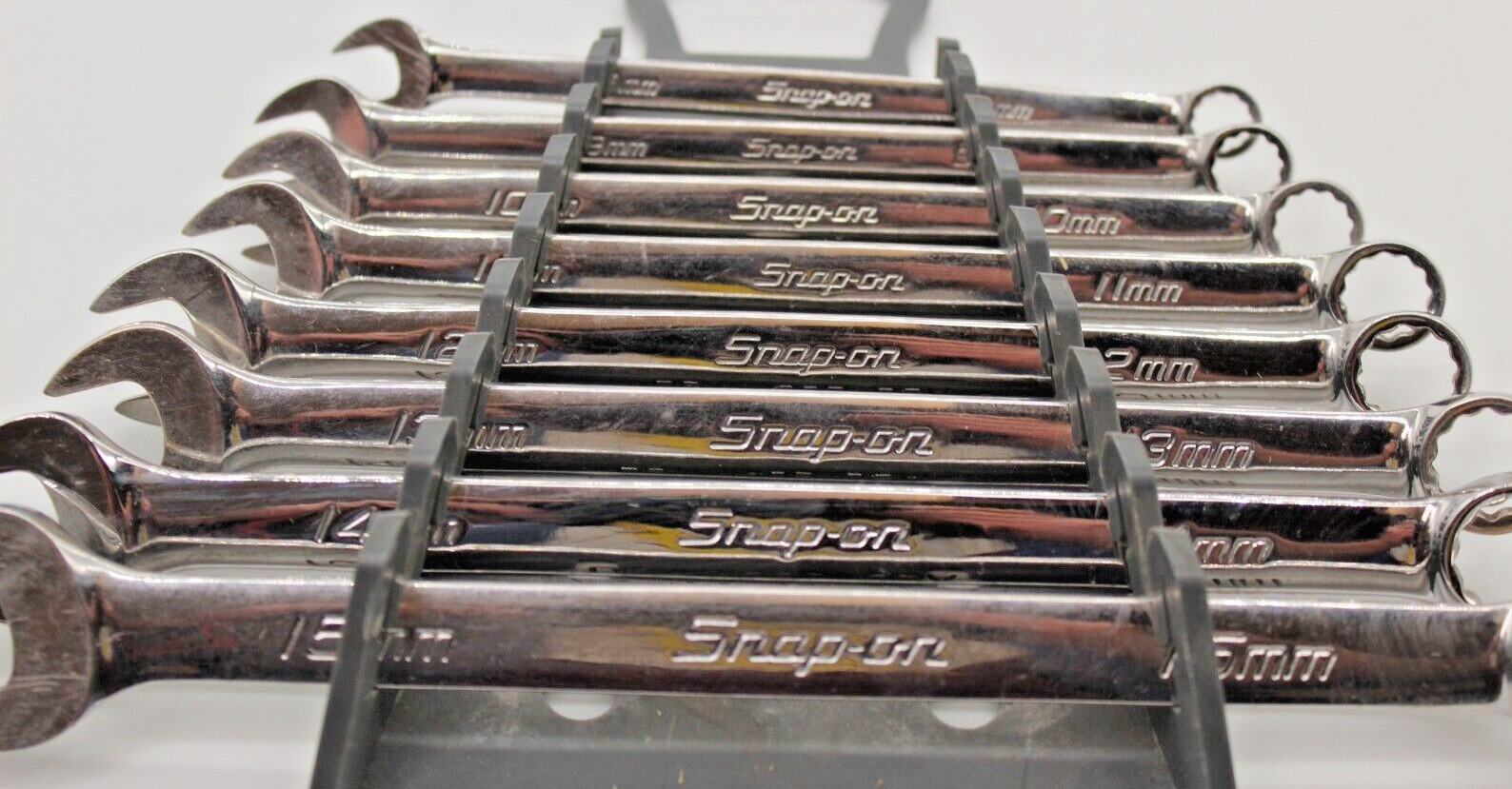 Snap-On 8 Piece METRIC 12 Point Combination Wrench Set 13 – 19, 21 mm OEXM210B