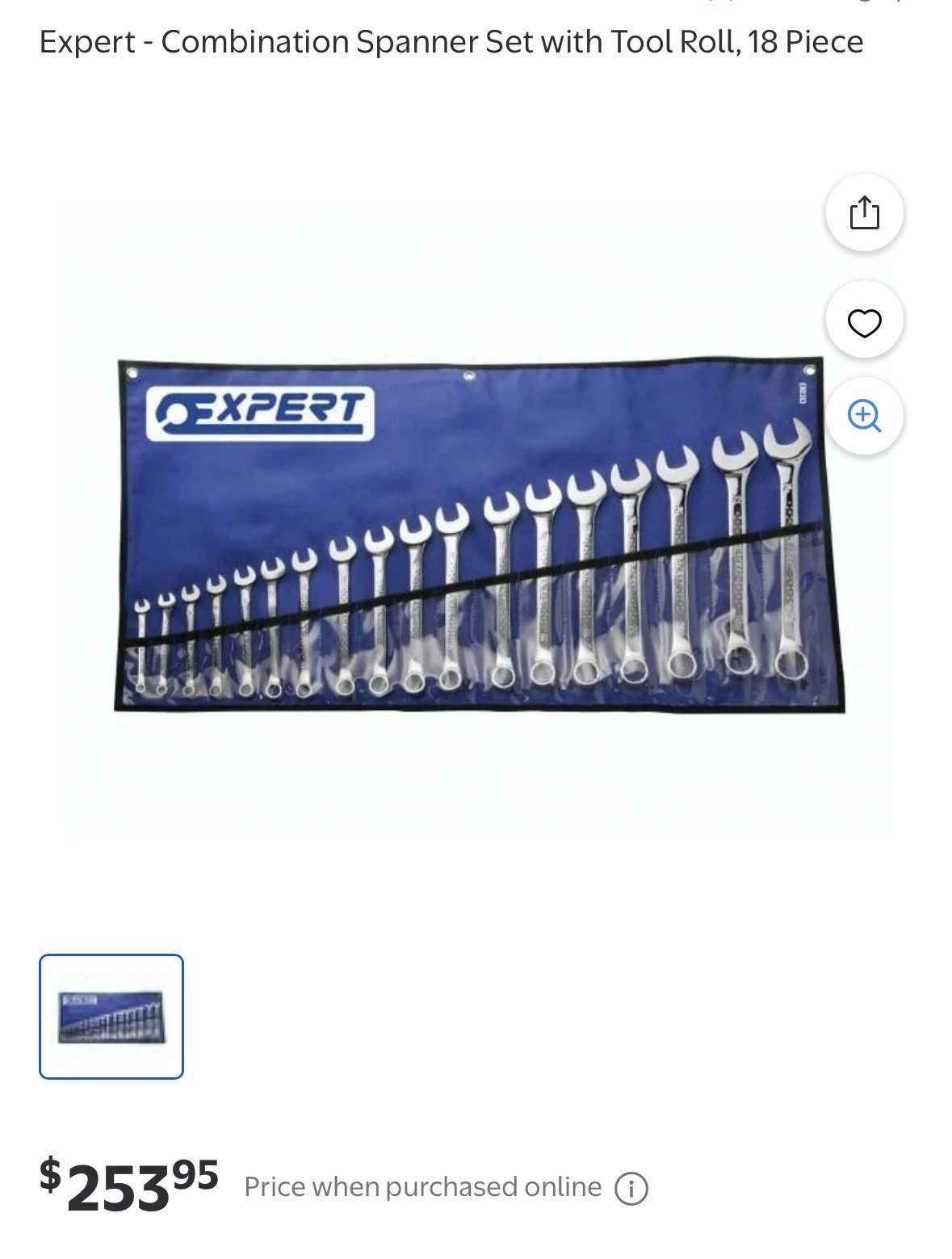 EXPERT E110313-US 18 Pieces Combination Wrench Set W/Roll Blue Pouch Brand New