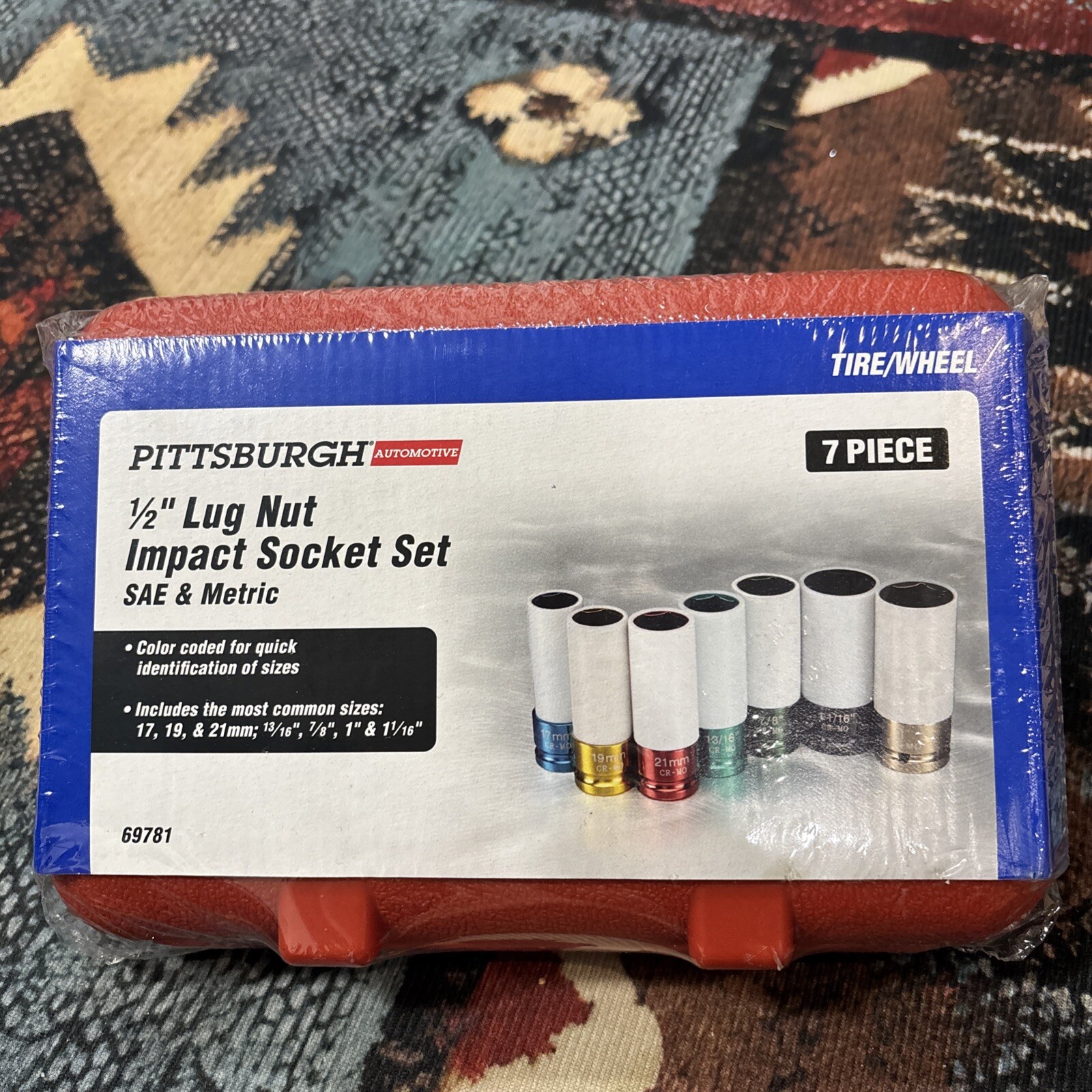 NEW SEALED PITTSBURGH 1/2″ LUG NUT IMPACT SOCKET SET SAE METRIC TIRE/WHEEL 7 PCS