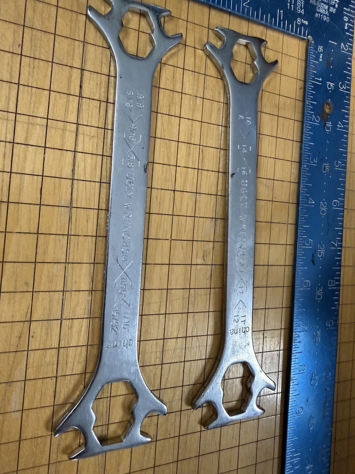 Vintage Ugly Wrench Multi-Tool Set SAE & Metric Dog Bone Spanner 2-Piece Lot