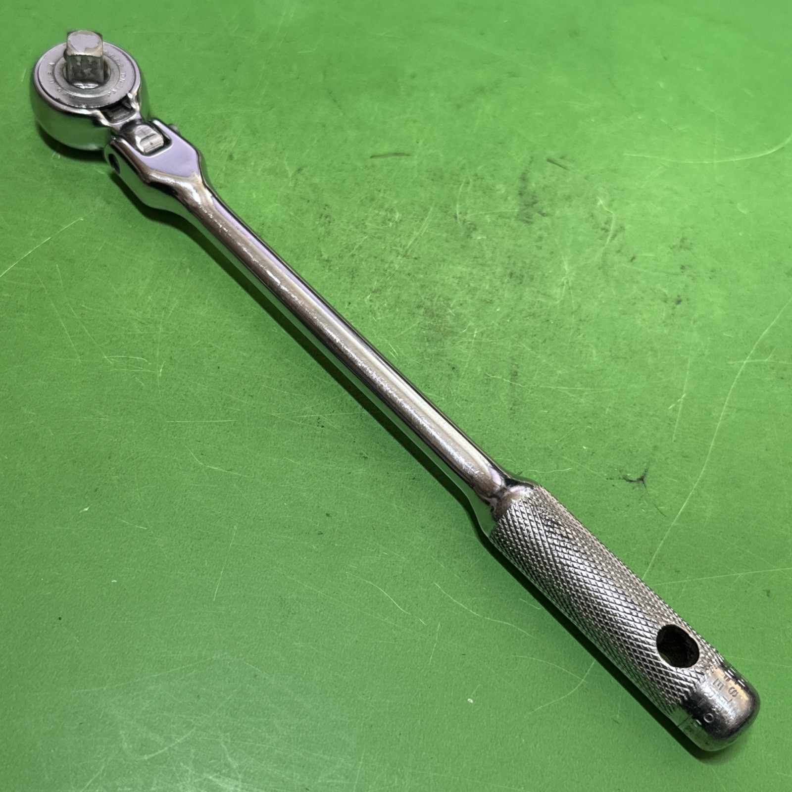Rare Vintage Indestro Super USA 3/8″ Drive Flex Head Reversible Ratchet MPN 2736