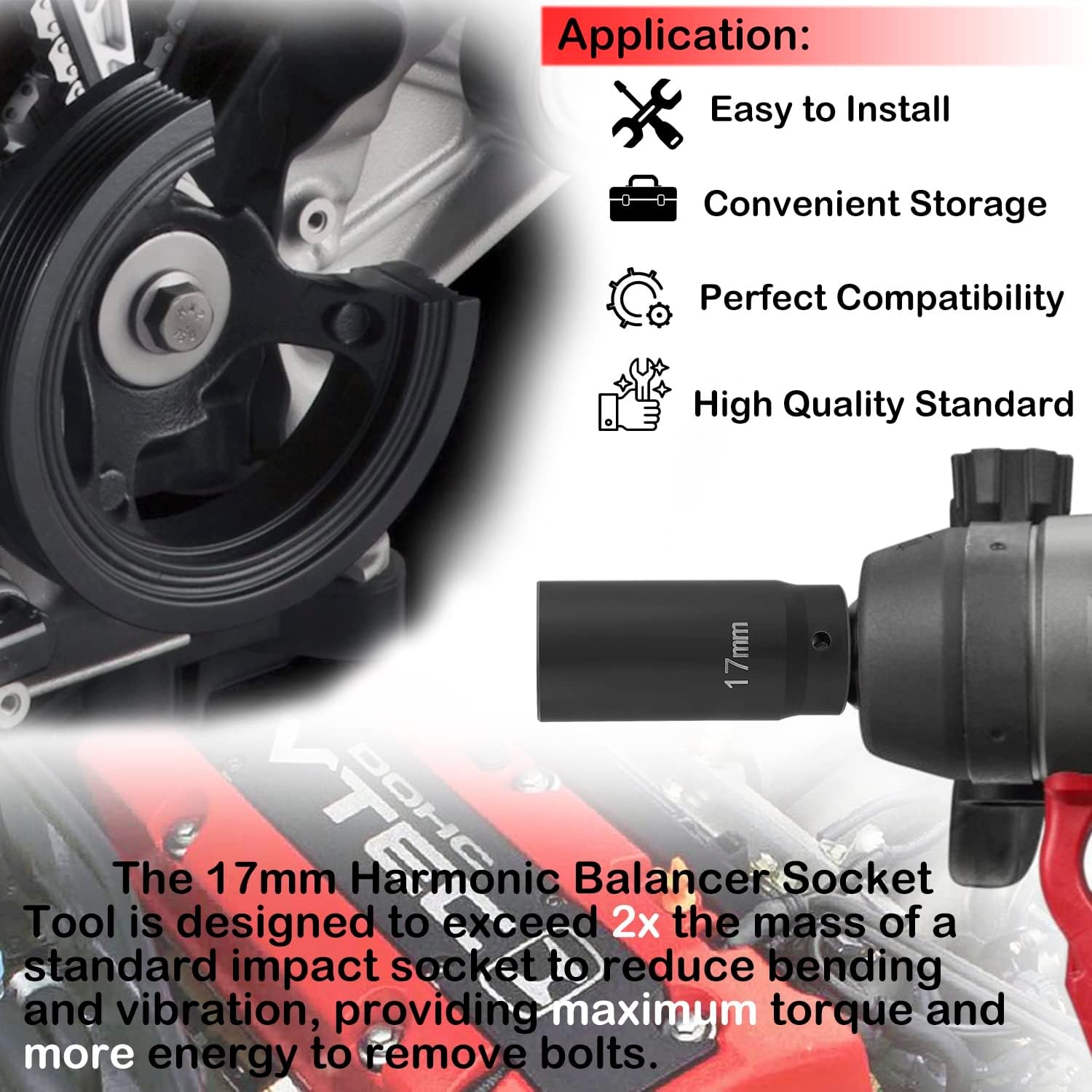 77060 17mm Harmonic Balancer Socket For Honda Engines Balancer Socket
