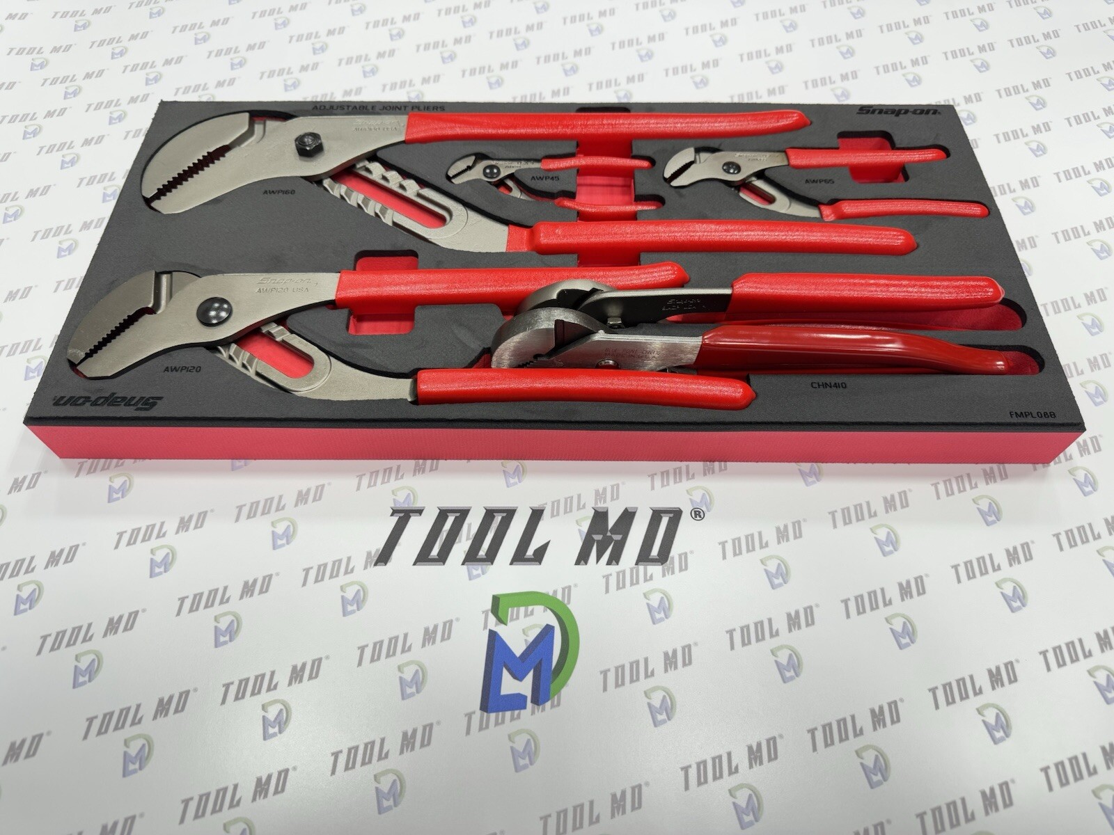 Snap-on Tools USA NEW RED 6-Piece Adjustable Joint Pliers Foam Set PLAJ600FR