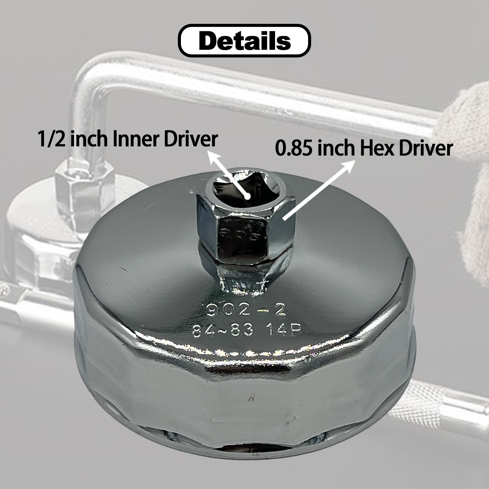 1 PCS 84mm Oil Filter Wrench 14 Flute 1/2 Inch Square Drive Removal Hand Tool