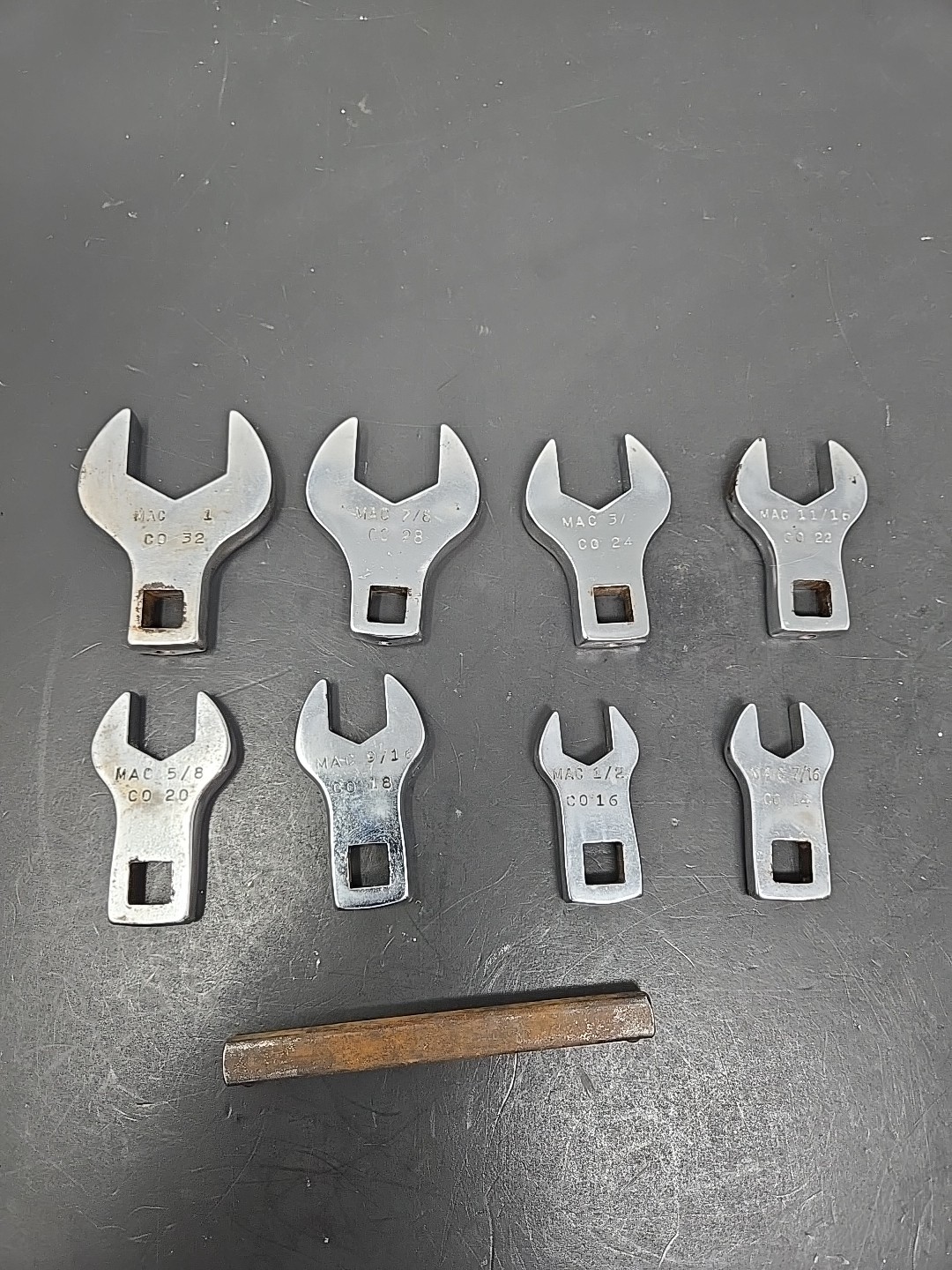 MAC TOOLS 8 Piece Crowfoot Wrench Set 1″ To 7/16, Co32 – Co14!