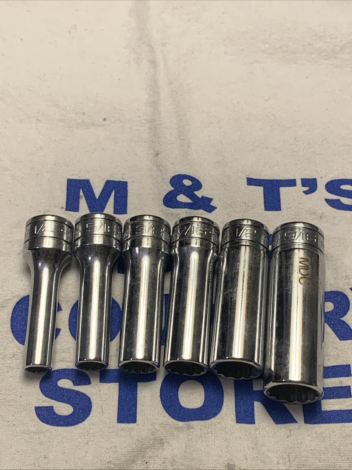 1996 Snap-on Tools USA 3/8″ Drive 12pt SAE 1/4-916″ 6pc Deep Socket Set