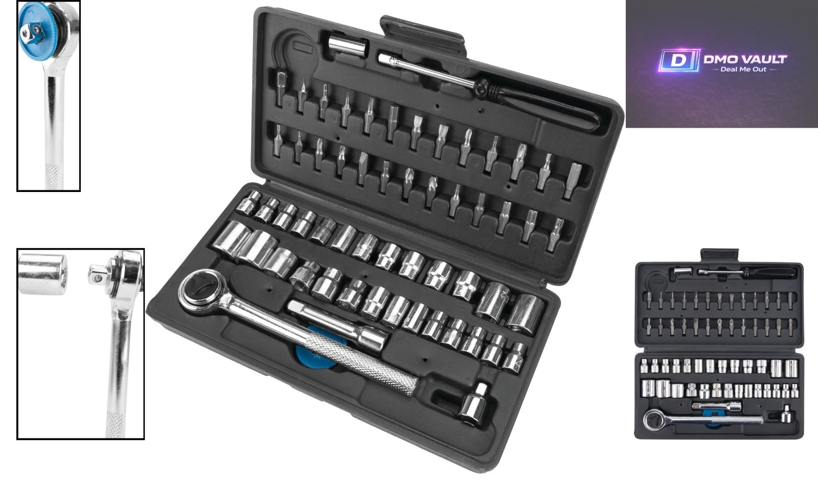 Versatile 1/4-Inch & 3/8-Inch Socket and Bit Set with Carry Case – 60 Pieces