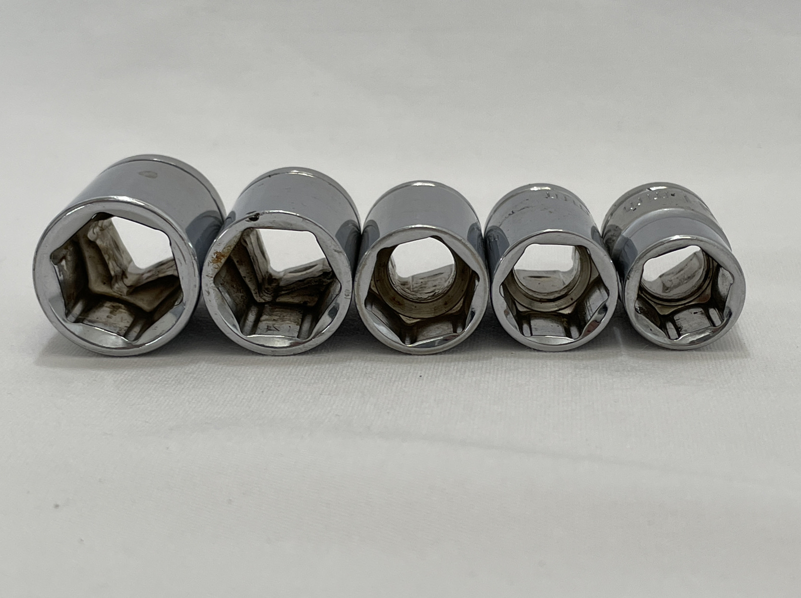 Vintage Chrome Vanadium 3/8”Drive Metric ￼15mm,14mm,13mm,12mm,11mm Lot Of 5