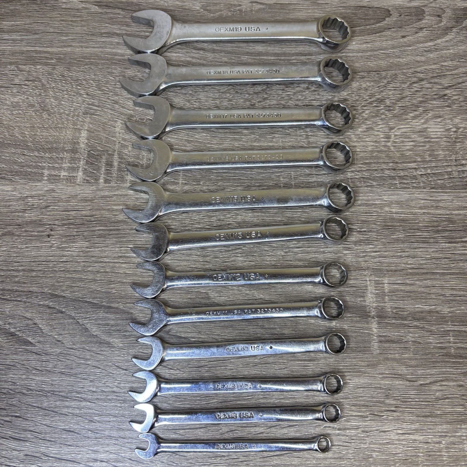 Snap-on 12pc Metric 12pt Flank Drive Short Combo Wrench Set OEXM6-OEXM19 6-19mm