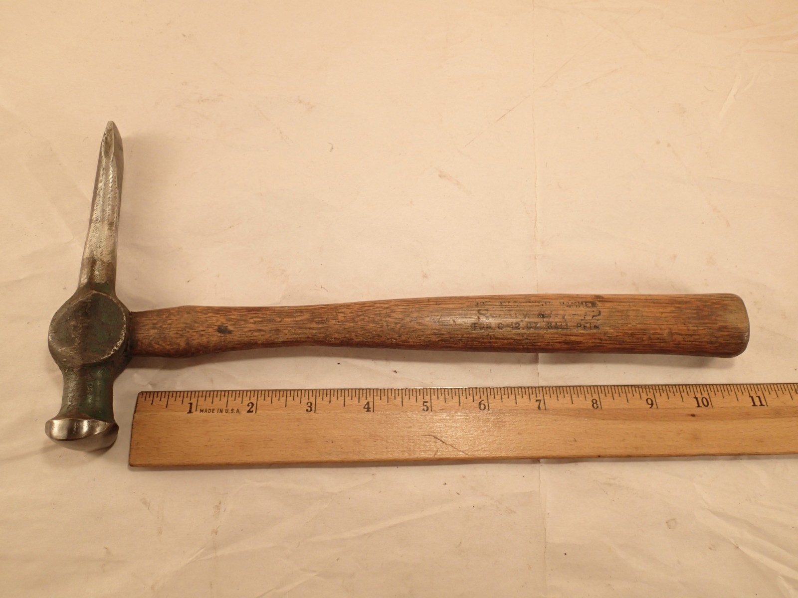 Vintage SENTRY 13 oz. Rounded Ball Pein Auto Body Hammer w/ Flat Spike End, 12″L