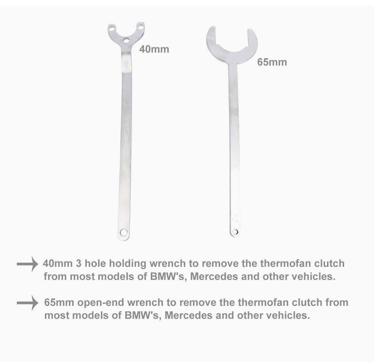 65mm Open-end Wrench Remove Benz BMW Thermo Fan Clutch & 40mm 3 Hole Holder