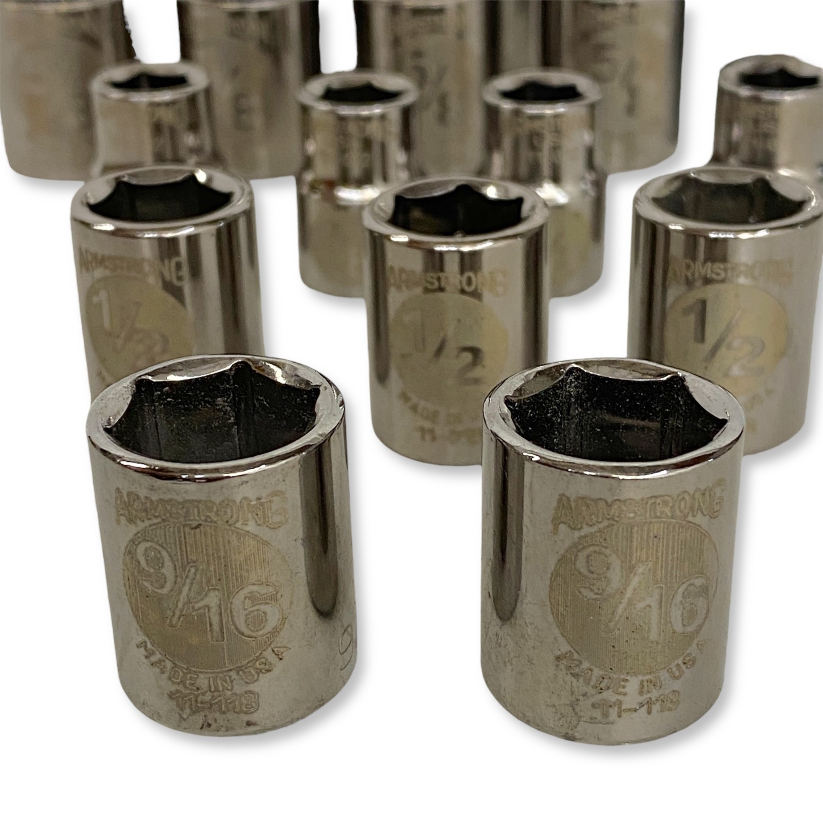 Armstrong USA Socket Set, 6-Point & 12-Point Mixed, 18 Pcs, Deep & Standard