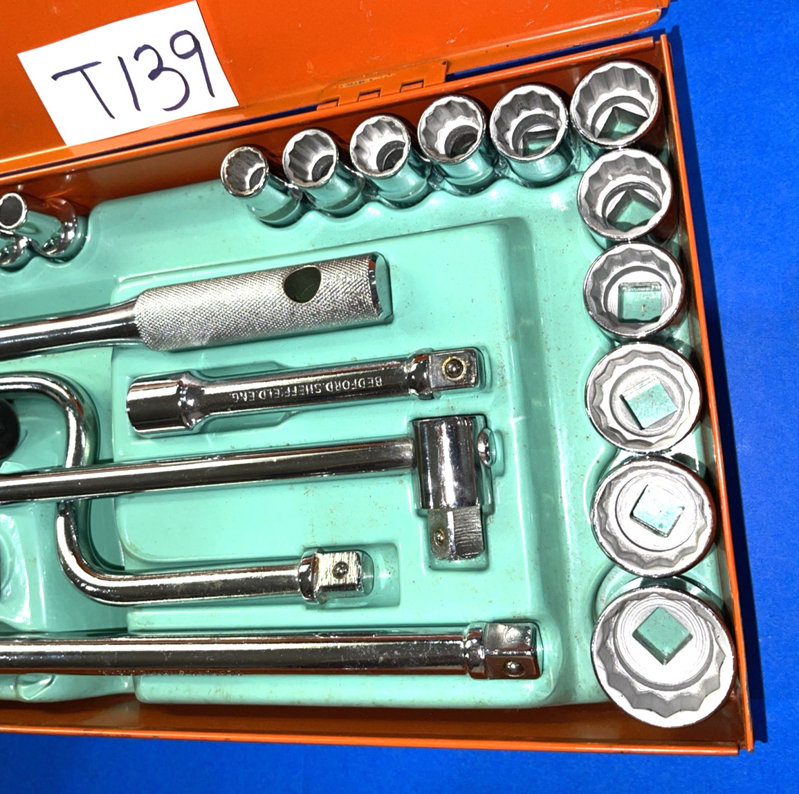 BEDFORD SHEFFIELD TOOLS NEW 1/2 DRIVE 37 PIECE GENERAL SERVICE SET IN RED BOX