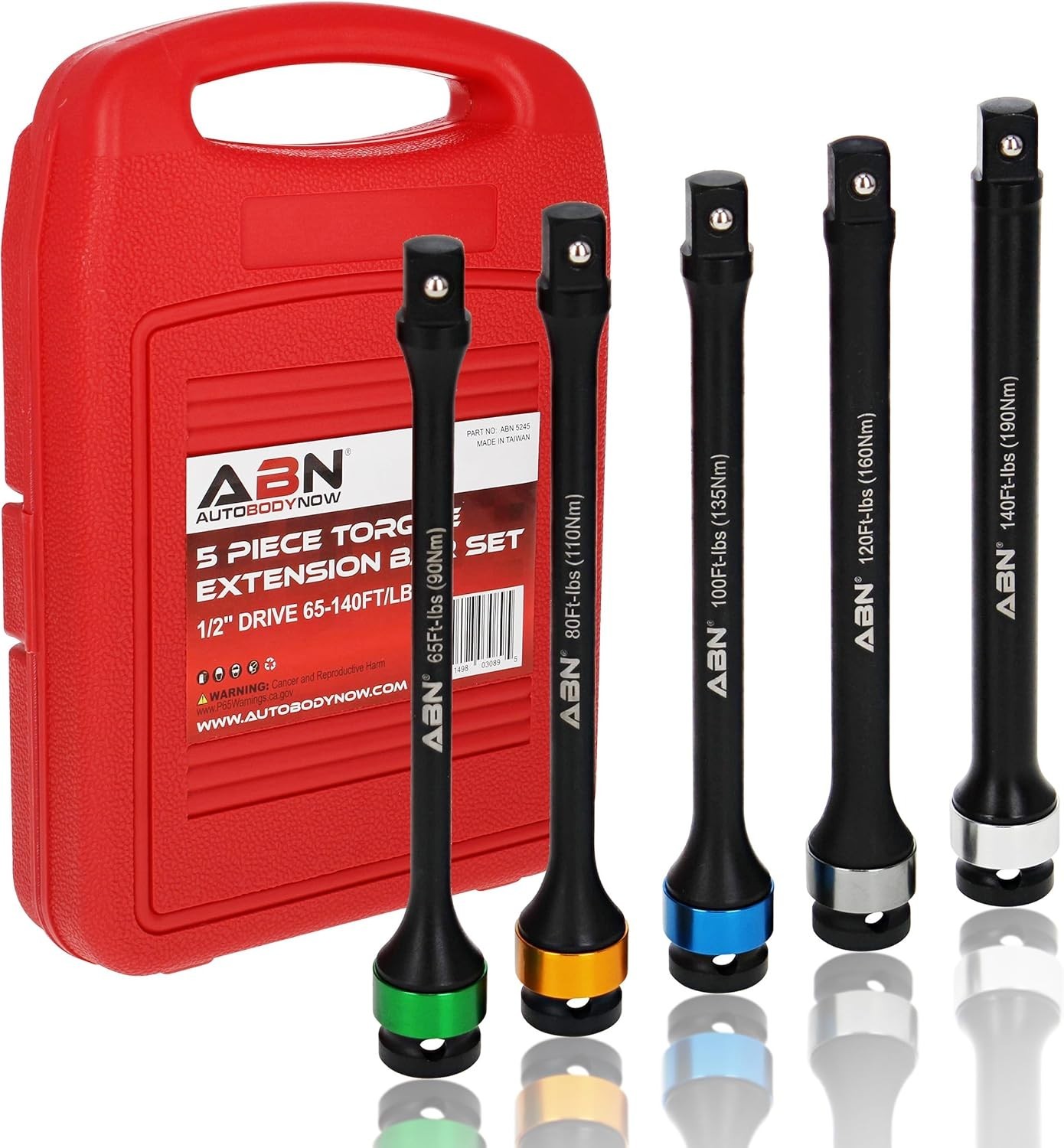 1/2in Drive 8in Torque Limiting Socket Extension Bar Set – 5pc Tool Kit 65-140 f