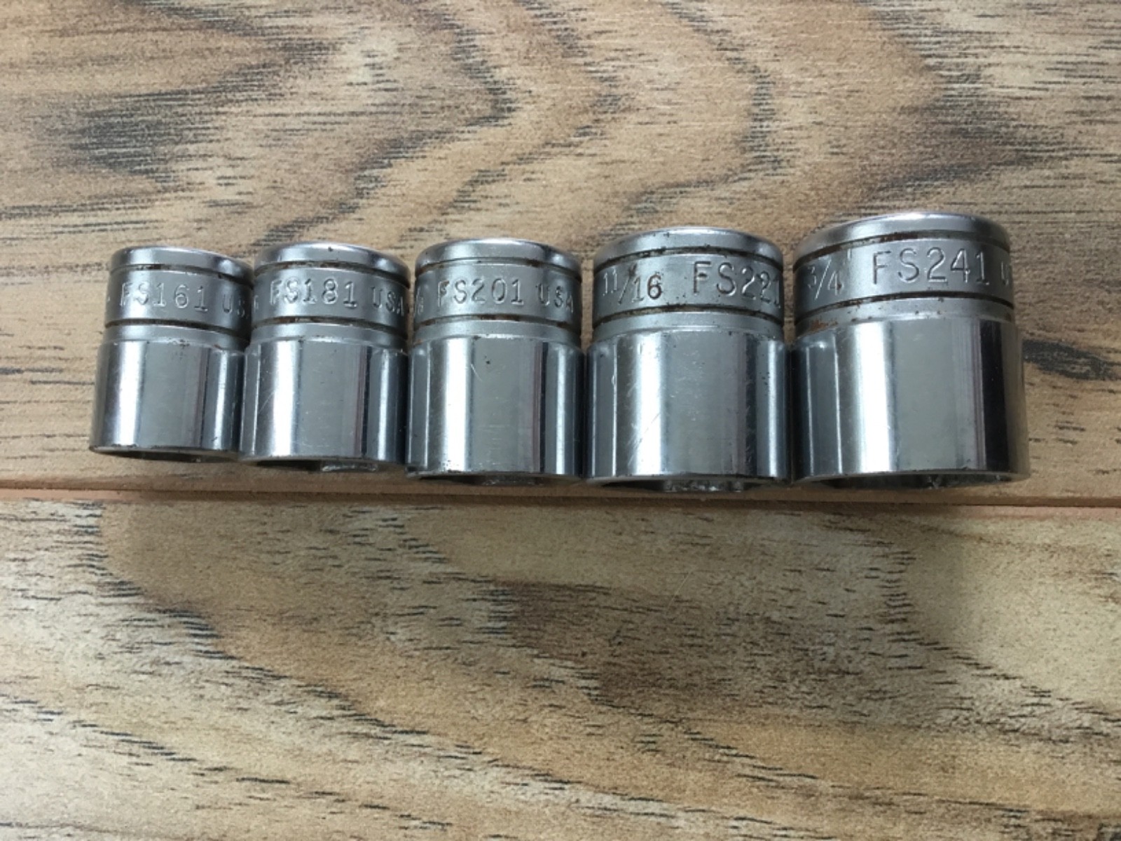 Snap-On 5 Piece Socket Lot – FS Series 3/8″ Drive 6PT, 1/2″ to 3/4″ USA