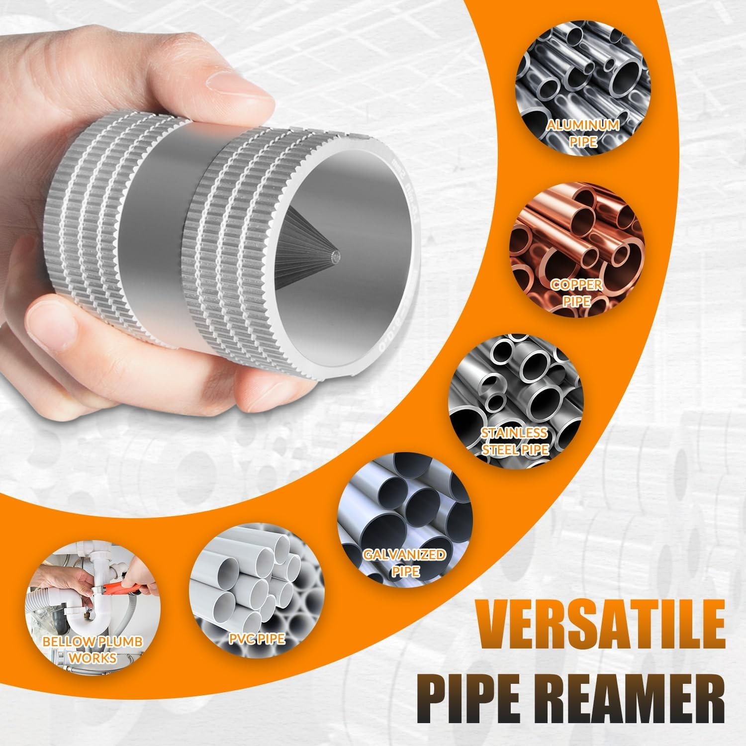 Reaming Tool for Copper,Stainless Steel Tubing,Pipe Reamer Sizes 1/4″ to 1-1/4″