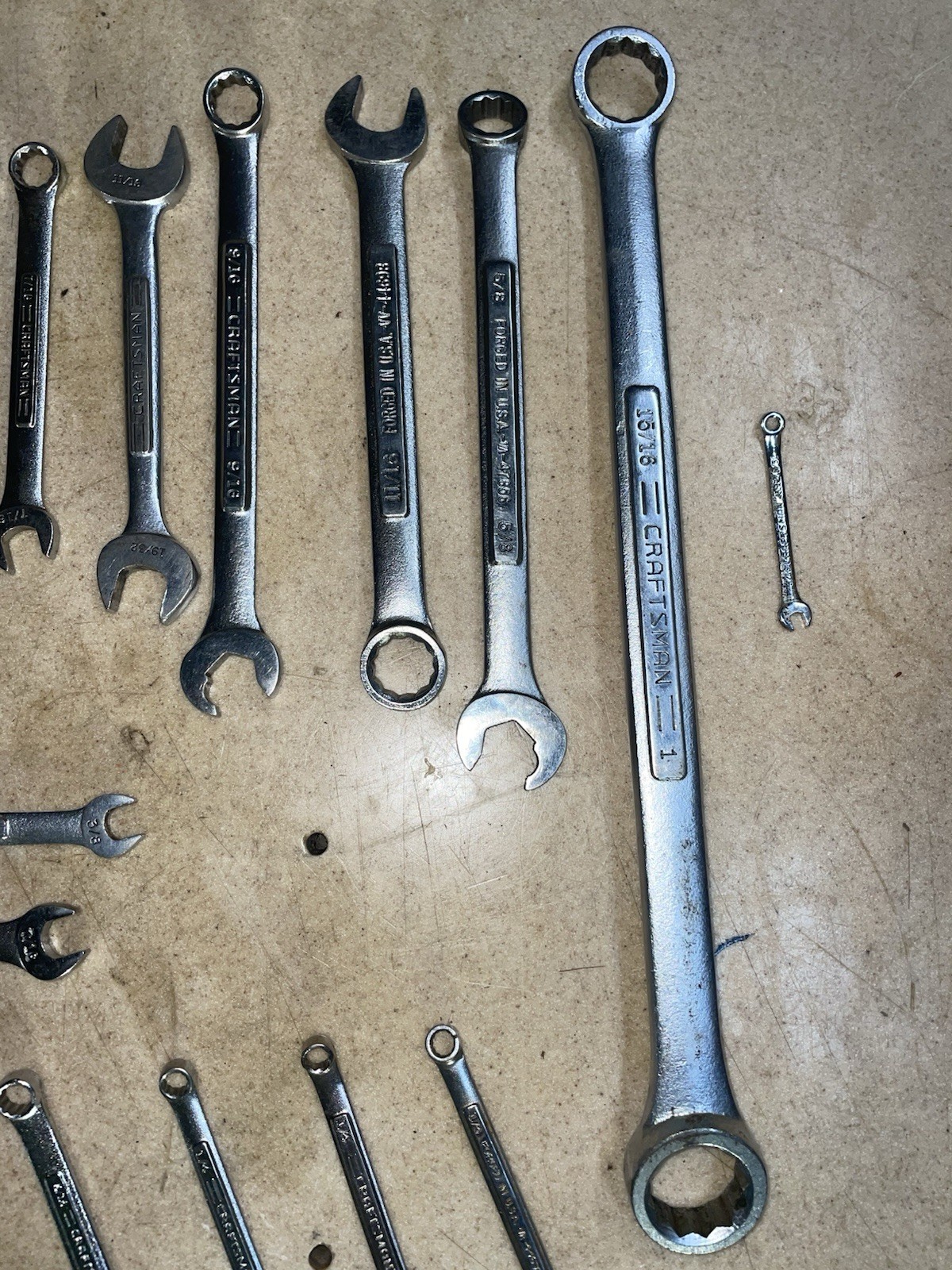 Lot of 36 Craftsmen Wrenches 27 SAE/9 Metric 1″ to 3/32″ Assorted