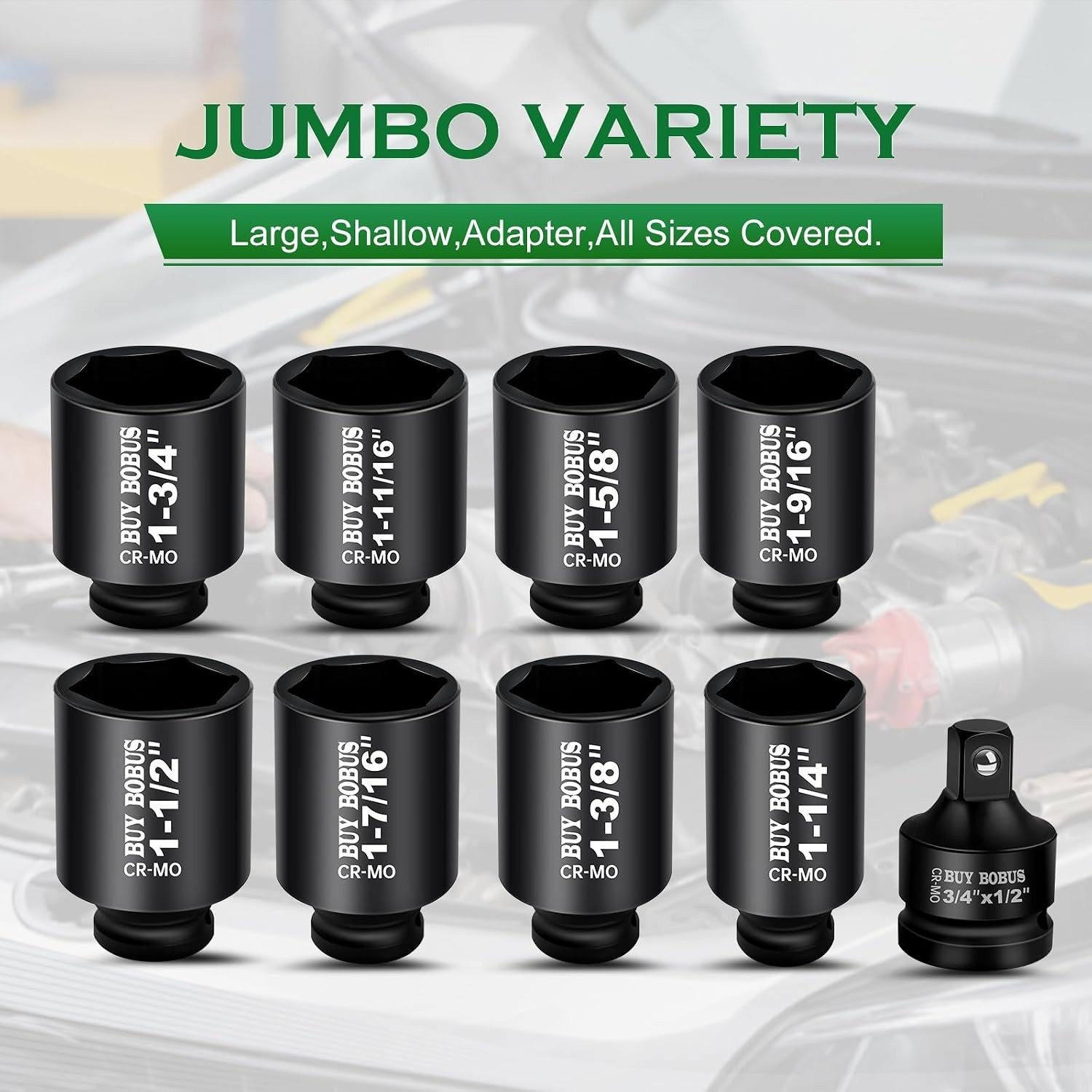 Lifetime Guaranteed 9-Piece Impact Socket Set – 1/2″ Drive for Professional Use