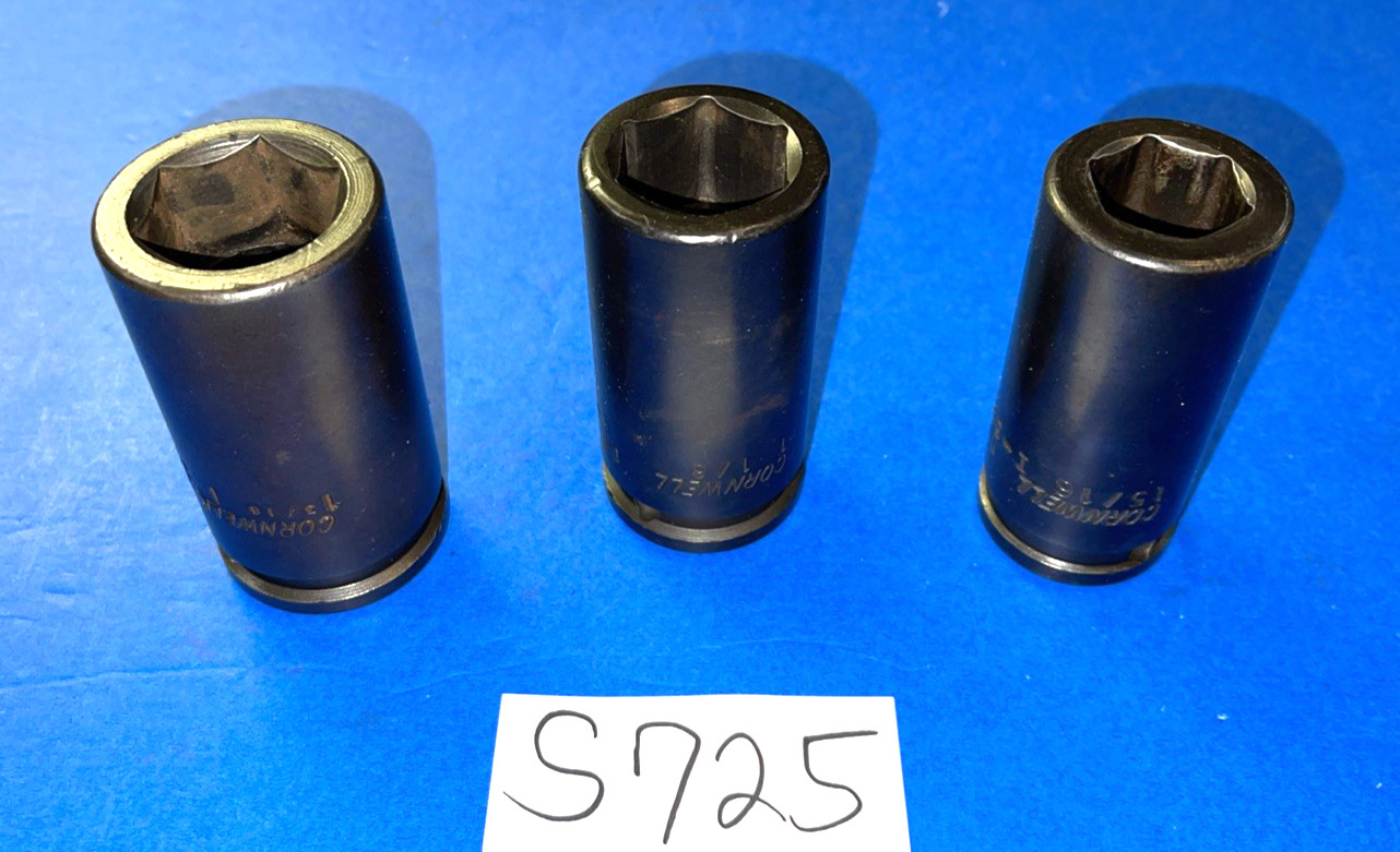 CORNWELL TOOLS 3 PIECE 3/4 DRIVE SAE. DEEP IMPACT SOCKETS 15/16, 1-1/8, 1-3/16