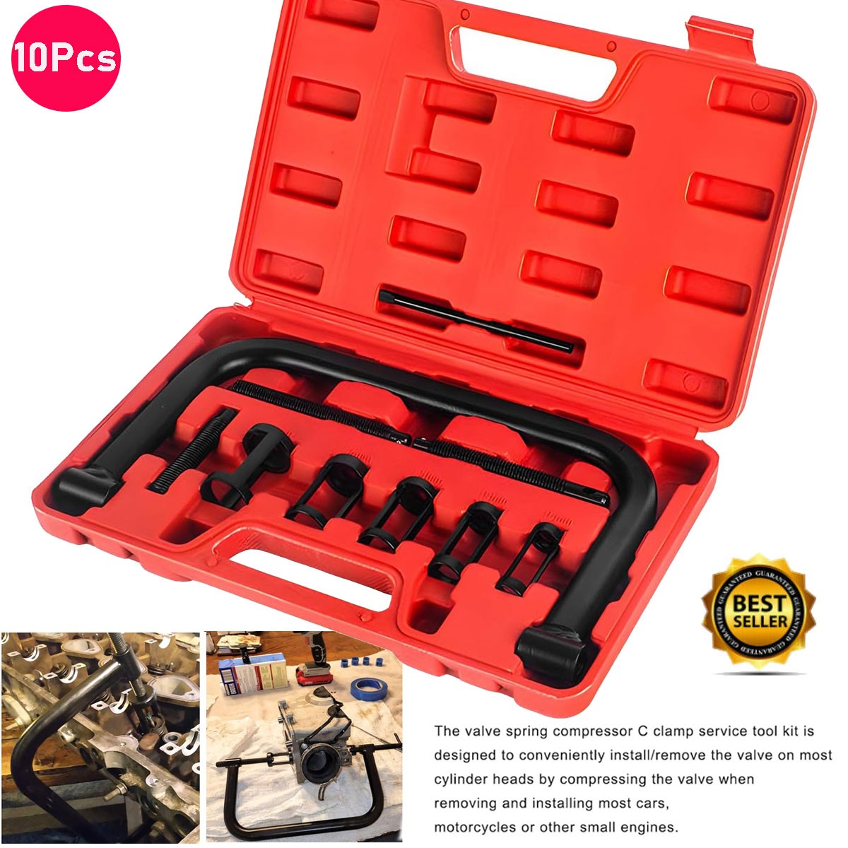 10pcs Valve Spring Removal Tool Set C Clamp For ATV Motorcycle Car Small Engines
