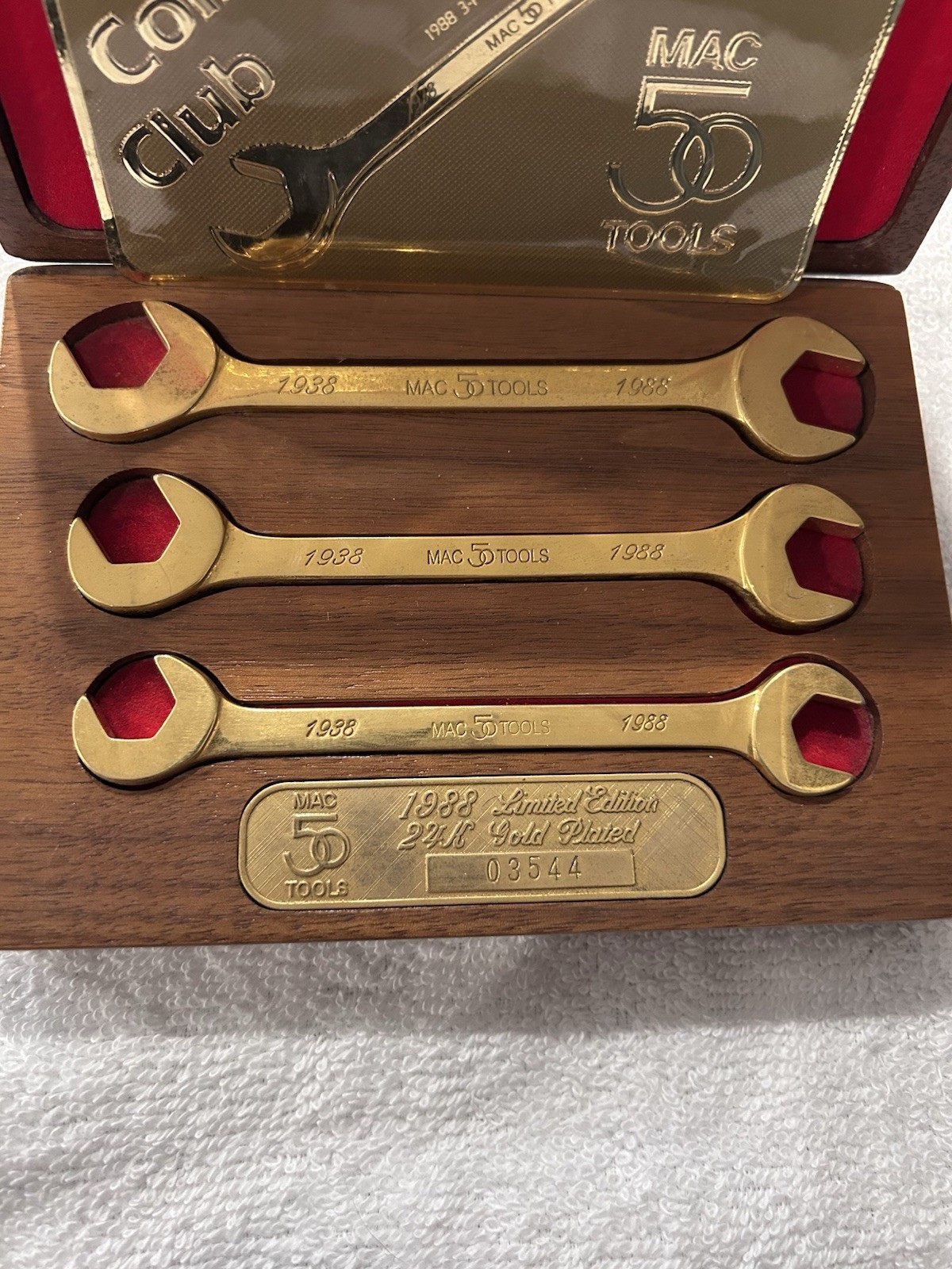 MAC 50 Years 24K Gold Plated Offset 3-Piece Wrench Set 1988 Set #03544