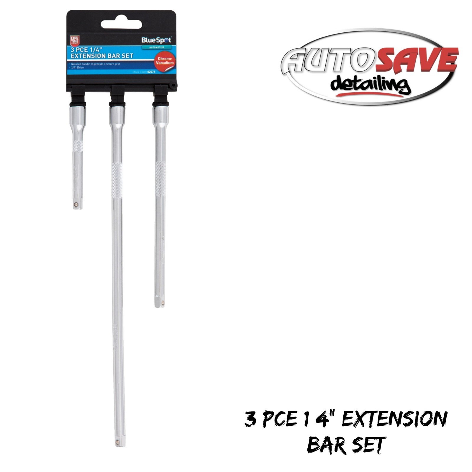 Blue Spot- 3 PCE 1/4″ Extension Bar Set