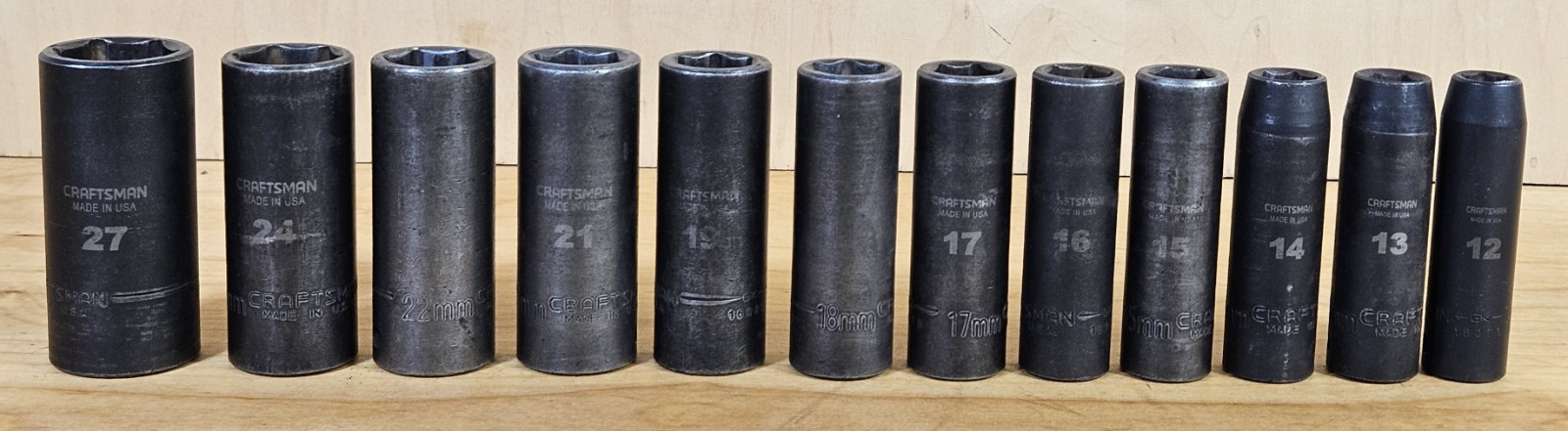 USA Used METRIC Craftsman GK 1/2″ Drive Impact Socket Set 12 Pieces 12mm-27mm