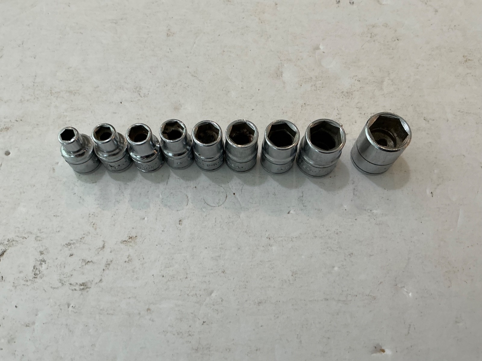 S-K tools 9 pc 1/4″ drive SAE shallow socket set 6 pt 3/16″-1/2″ USA made