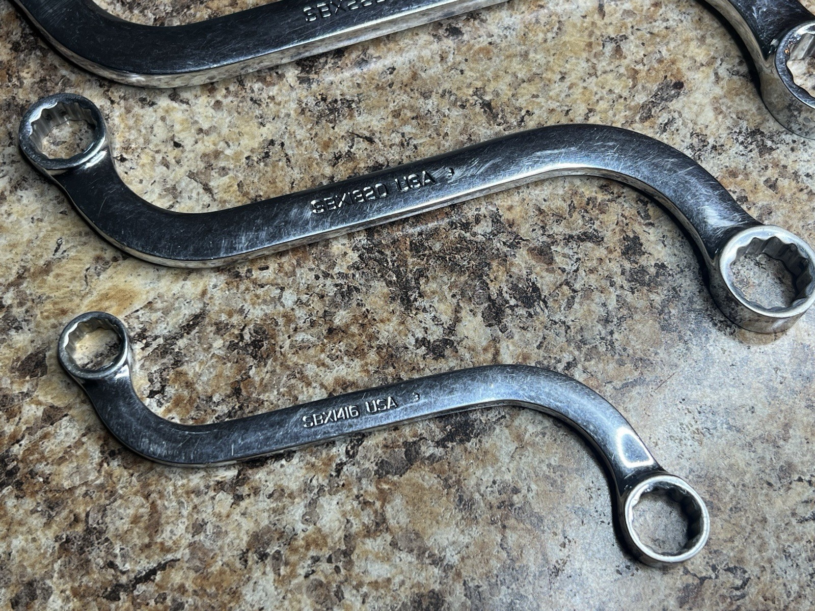 Snap On Tools SBX605 4 Pc 12 Point SAE S-Shaped Obstruction Box Wrench Set