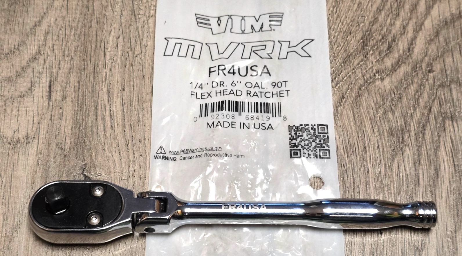 VIM Tools MVRK 1/4″ x 6″ Long Handle Flex Head 90T Ratchet, USA! #FR4USA