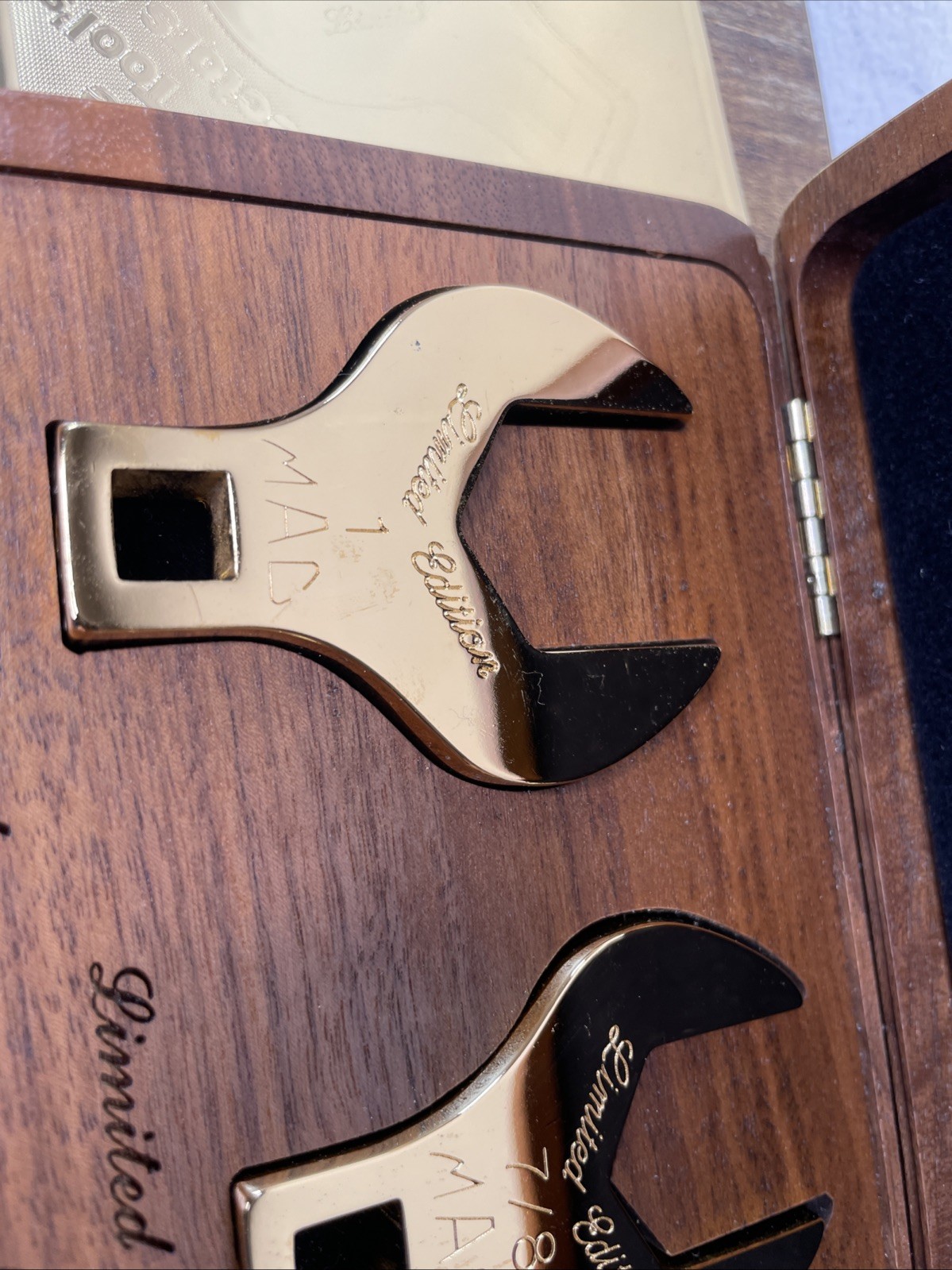 1994 Mac Tools Limited Edition 24k Gold Plated 3pc Crowfoot- 93 Wrench Set