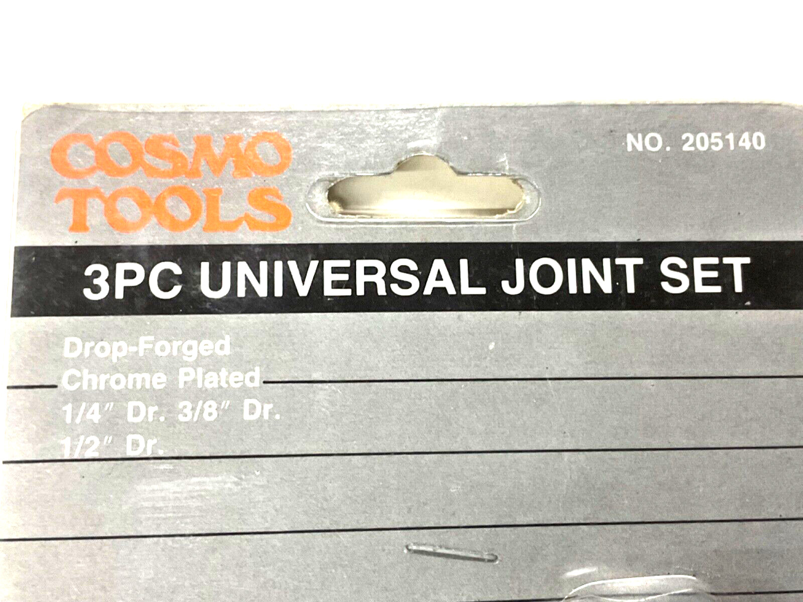 COSMO TOOLS 3-pc. SOCKET UNIVERSAL SWIVEL SET, 1/4” 3/8” & 1/2” DRIVE