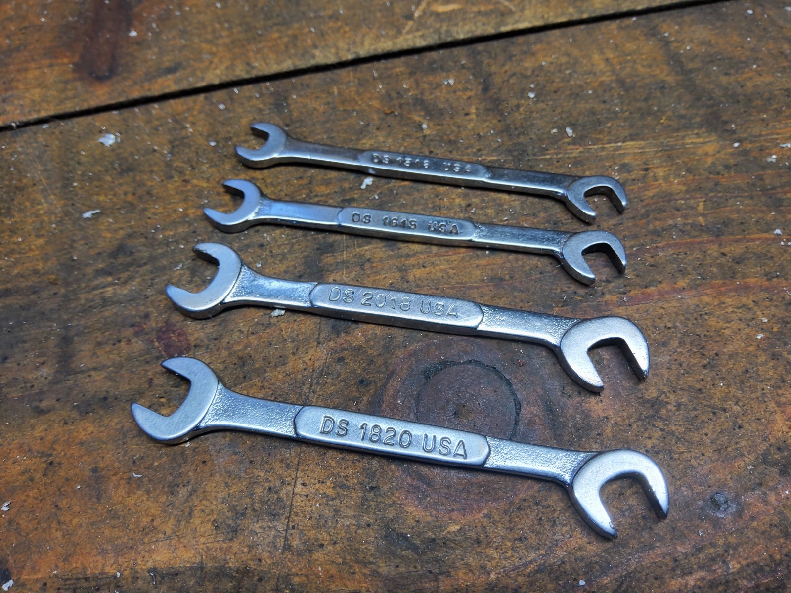 Snap On 4-piece DS-series 4-way Angle Open-End Midget Ignition Wrench Set USA