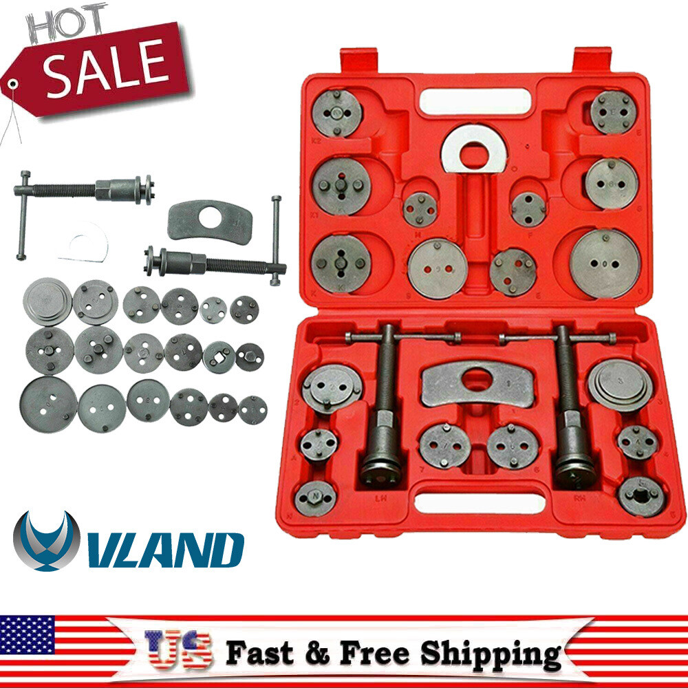 Disc Brake Caliper Piston Pad Wind Back Tool Set for Car Auto+Red carrying case