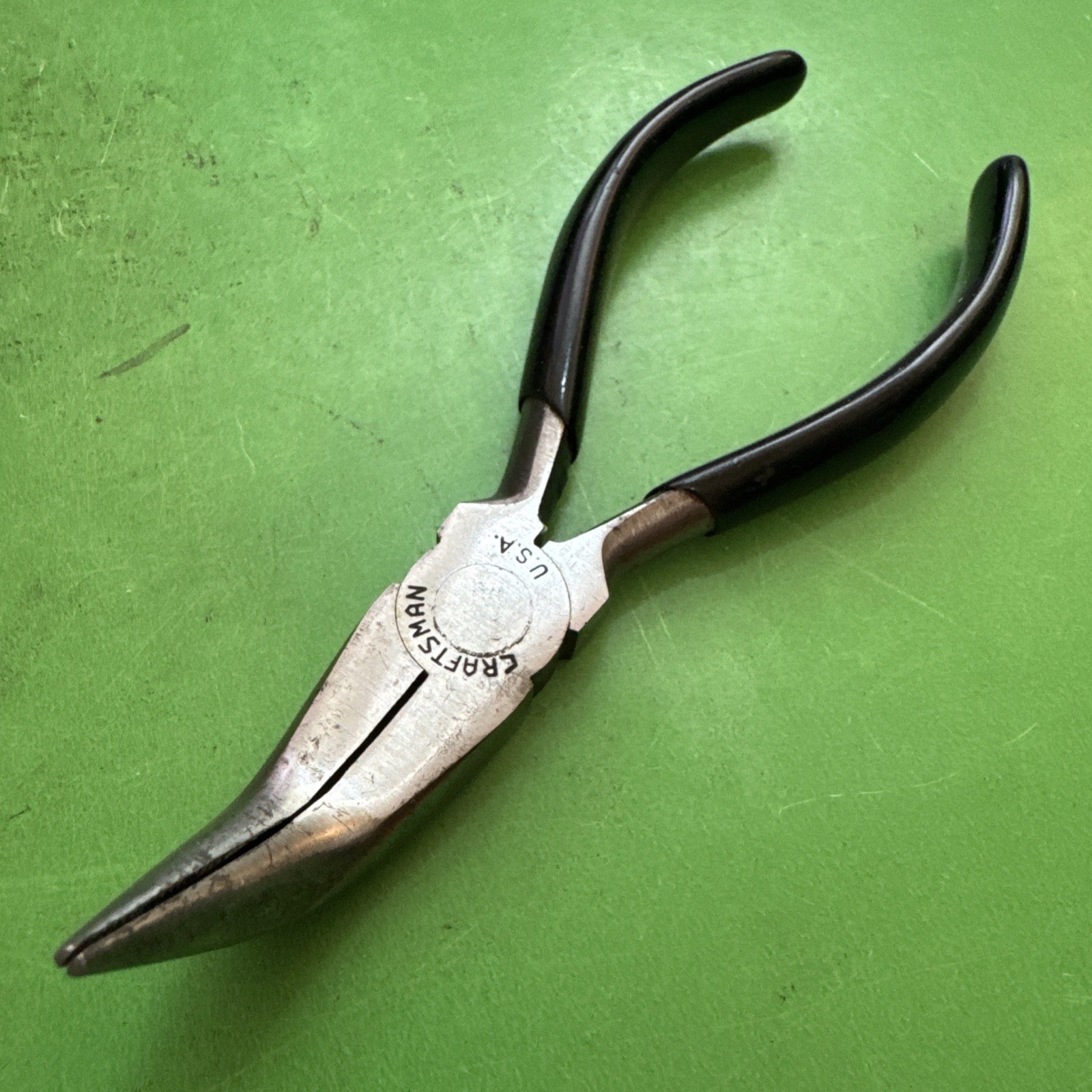 Craftsman Tools USA RARE «C» Stamp 5.5″ Long Black Grip Bent Needle Nose Pliers