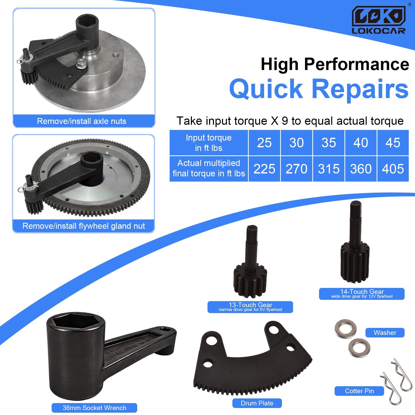 Torque Multiplier Leverage Tool 000133 for Vw 36mm Axle Nut & Flywheel Gland Nut