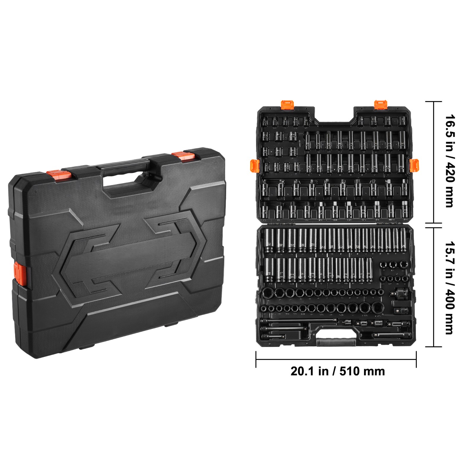 VEVOR Impact Sockets Set 130PCS 6-Point 3/8″ & 1/2″ Drive Bit Ratchet Tool Kit