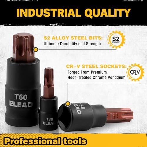 31-Piece Torx Bit Socket Set, T8-T70 & E4-E24, CR-V & S2 Steel, High Torque, Mec
