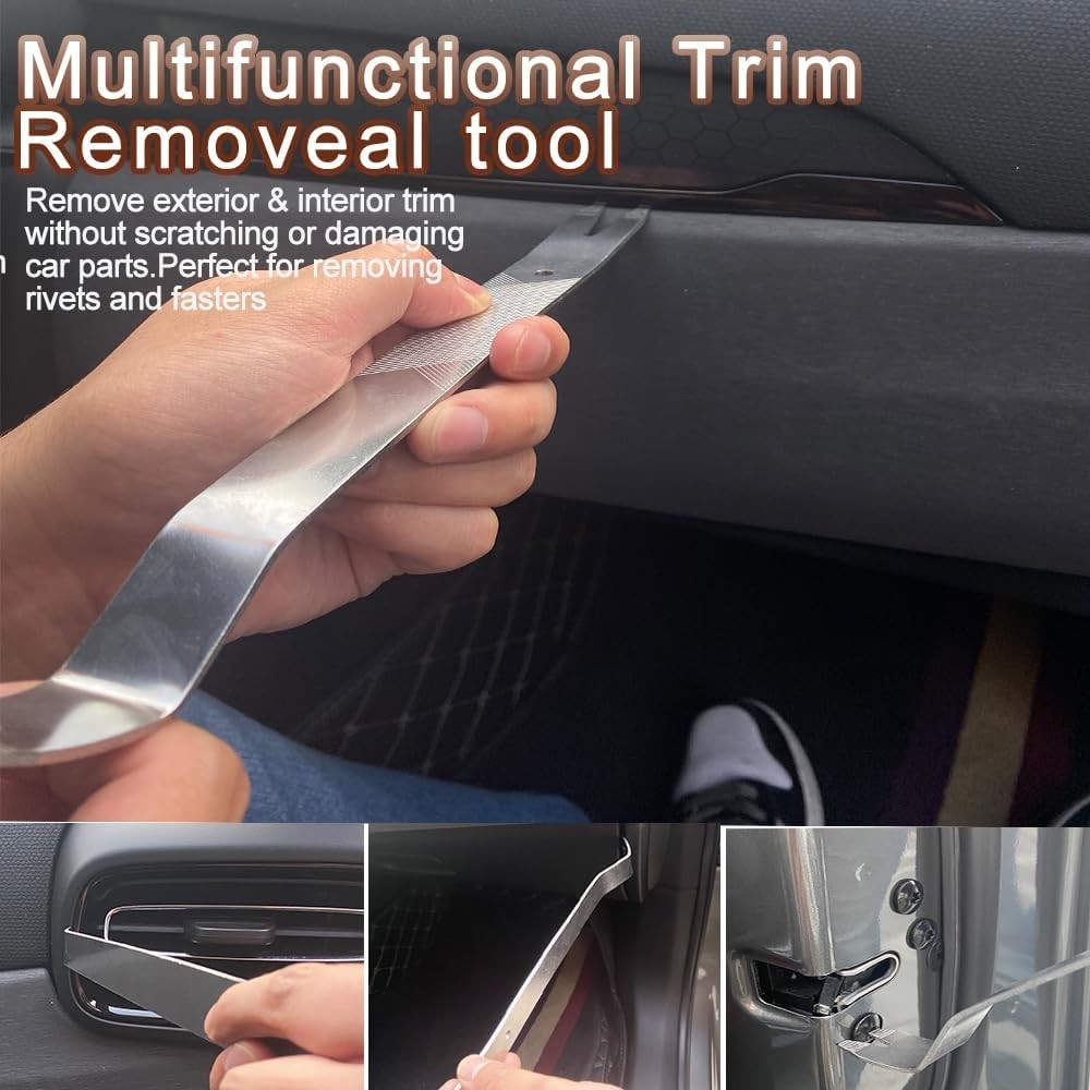 Stianless Steel, 6pcs Fastener Remover Tool kit, Metal Pry Tool Kit for Car D…