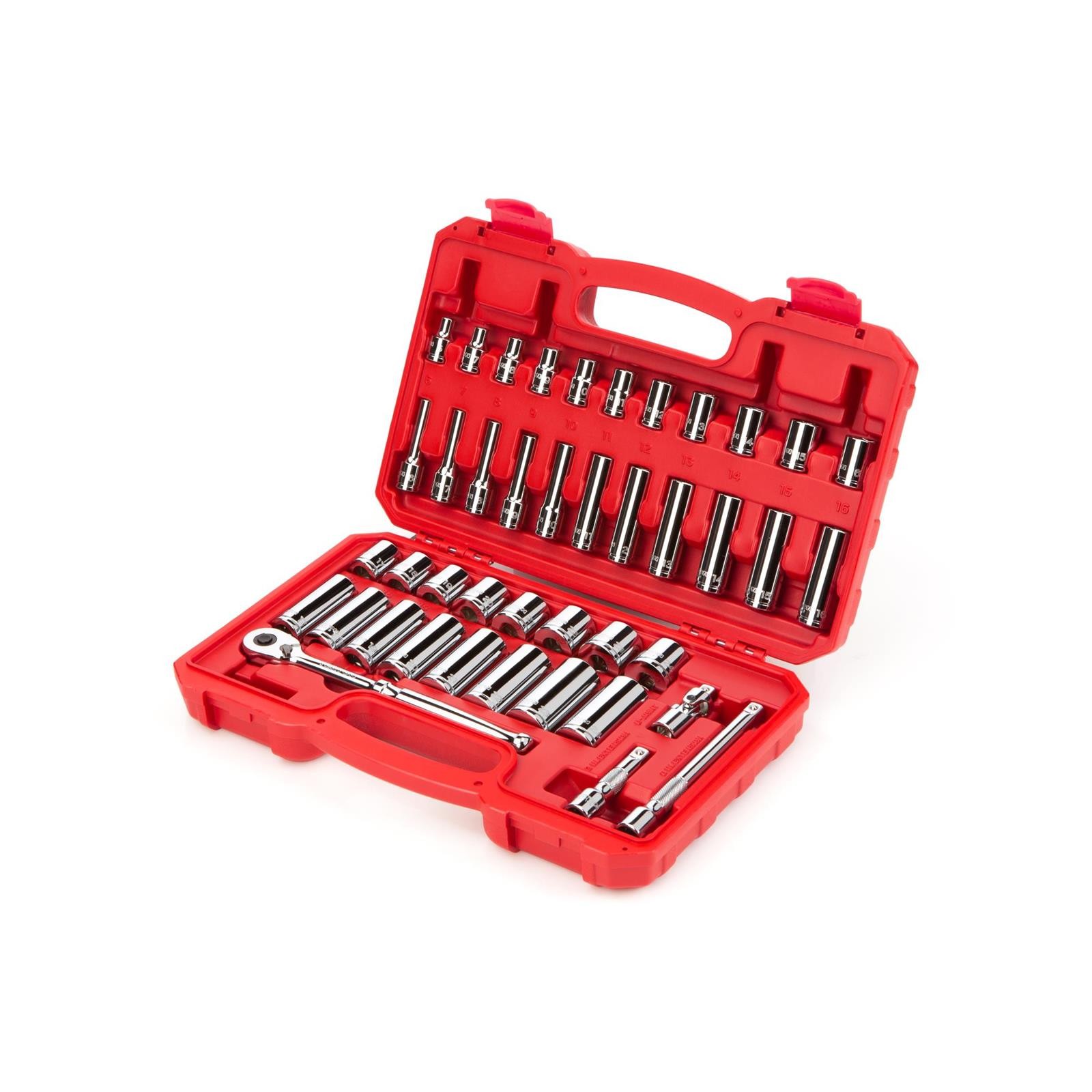 Tekton SKT15201 3/8″ Drive 6-Point Socket/Ratchet Set, 42-Piece