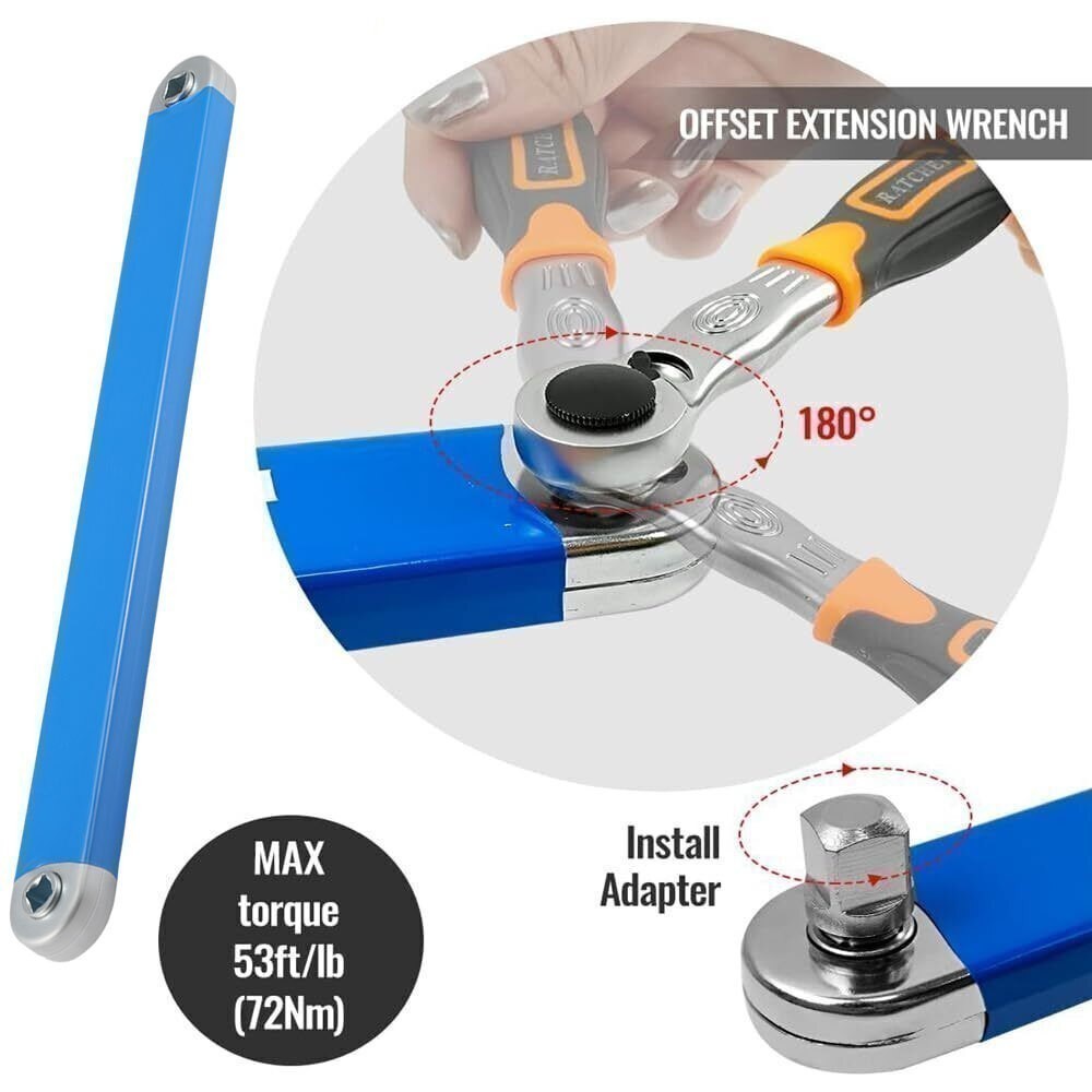 1/2/4Pc 3/8″ Offset Extension Wrench Socket Ratchet Spanner Extender w/Adapters-