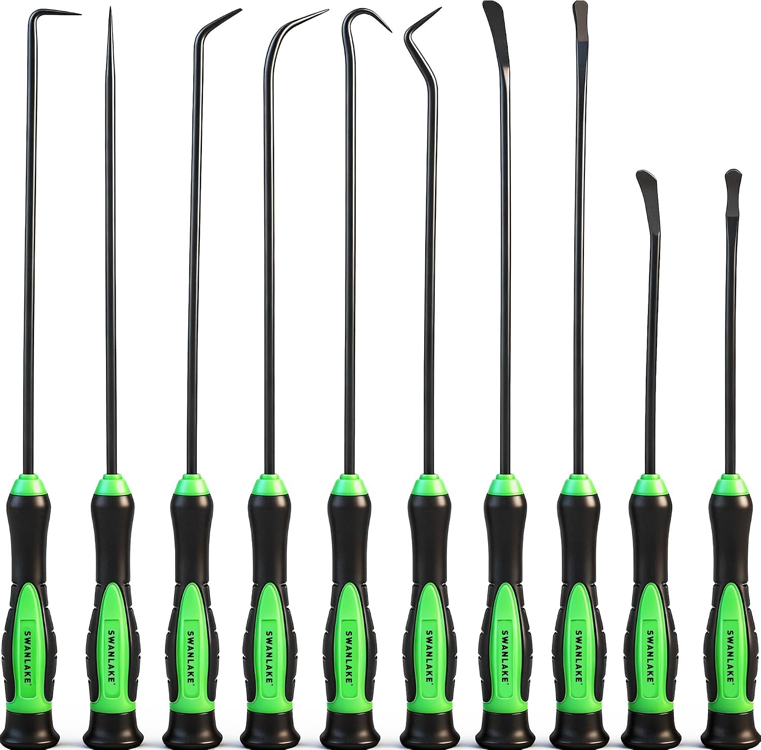 Hook and Pick Set, 10 Piece, CR-V Steel, Rubber Handle, Automotive Tools