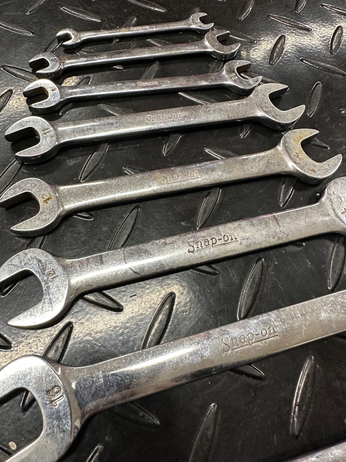 Snap-On Metric Double Open End Wrench Set 8pc 6mm-19mm VOM Underline 1980s