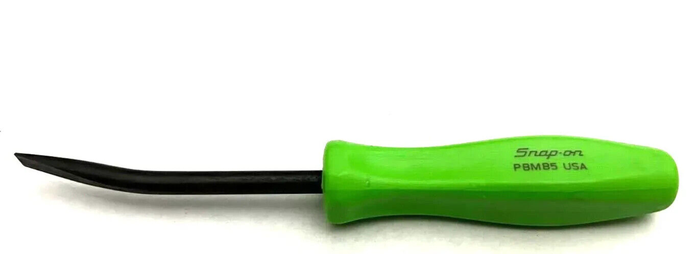 SNAP ON TOOLS POCKET PRY BAR SET STRAIGHT + BENT BLADE PBMB5 G GREEN HANDLES 5″