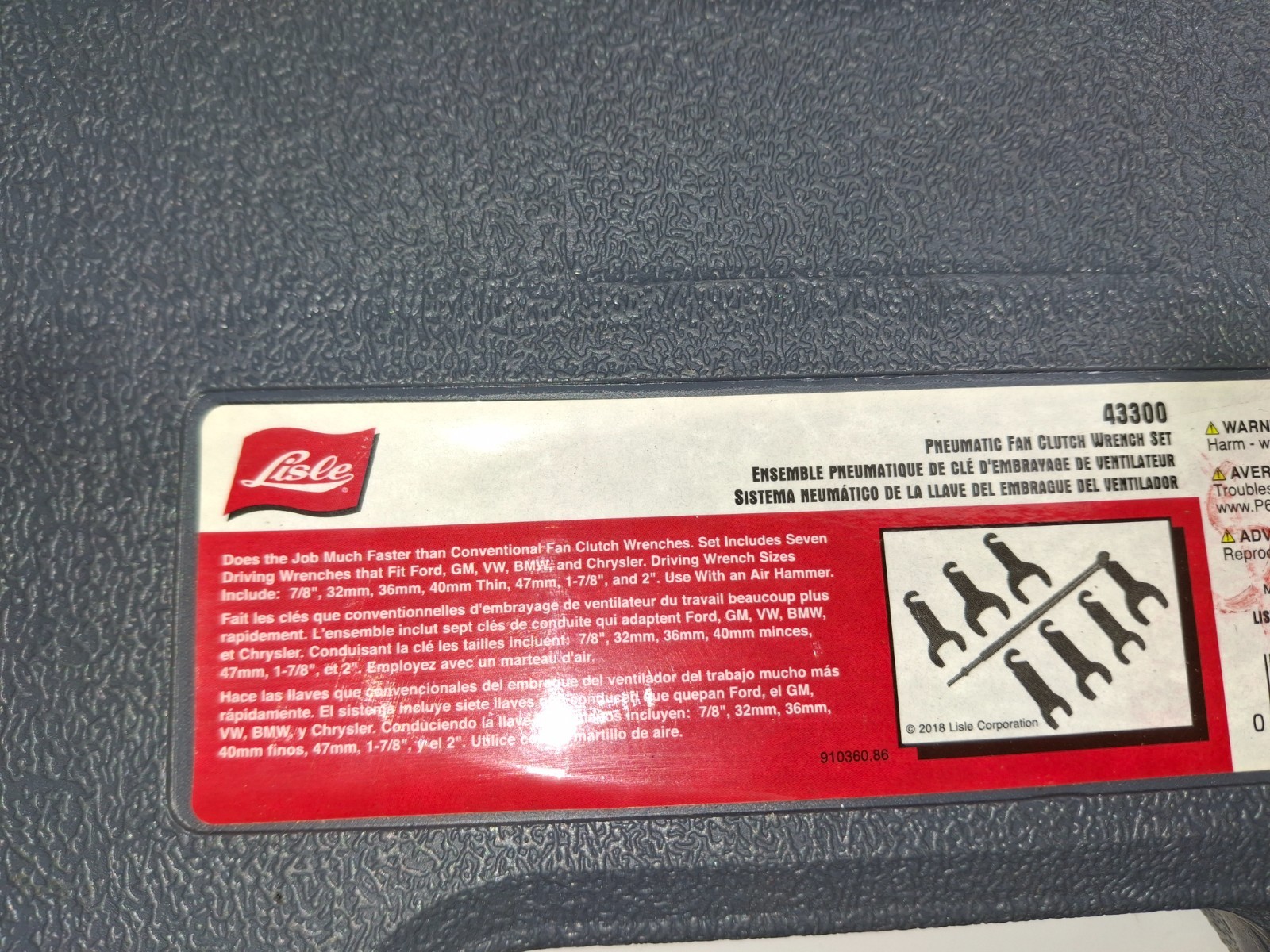 Lisle Corporation 43300 Pneumatic Fan Clutch Wrench Set