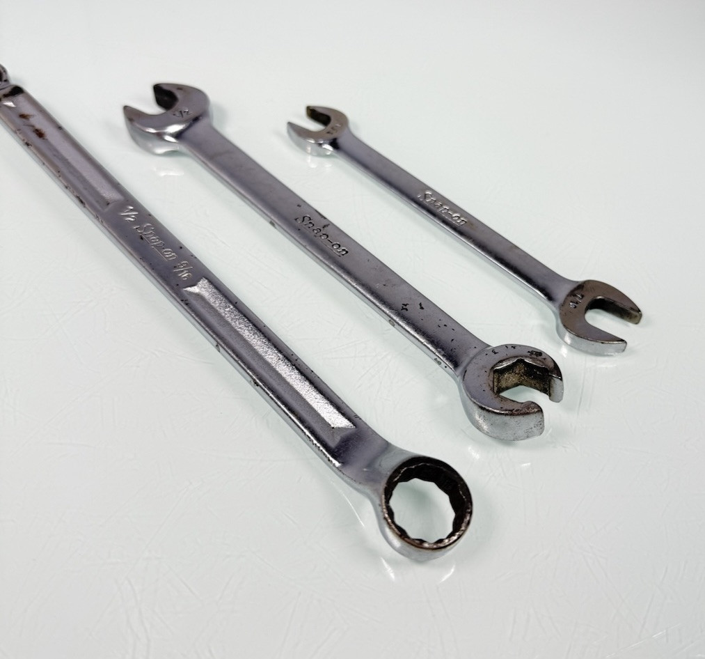 3pc Snap On Combination Wrench Lot SAE USA XV-1618 / RXS 16 / V0 1214 – Vintage