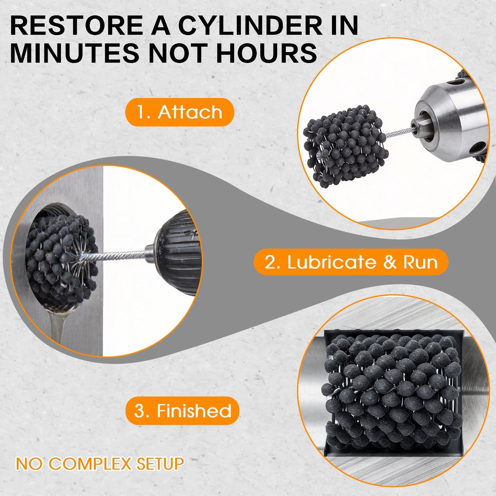 3.5 Inch Cylinder Hone Tool – 240 Grit Flexible for Engine Rebuilding & Crosshat
