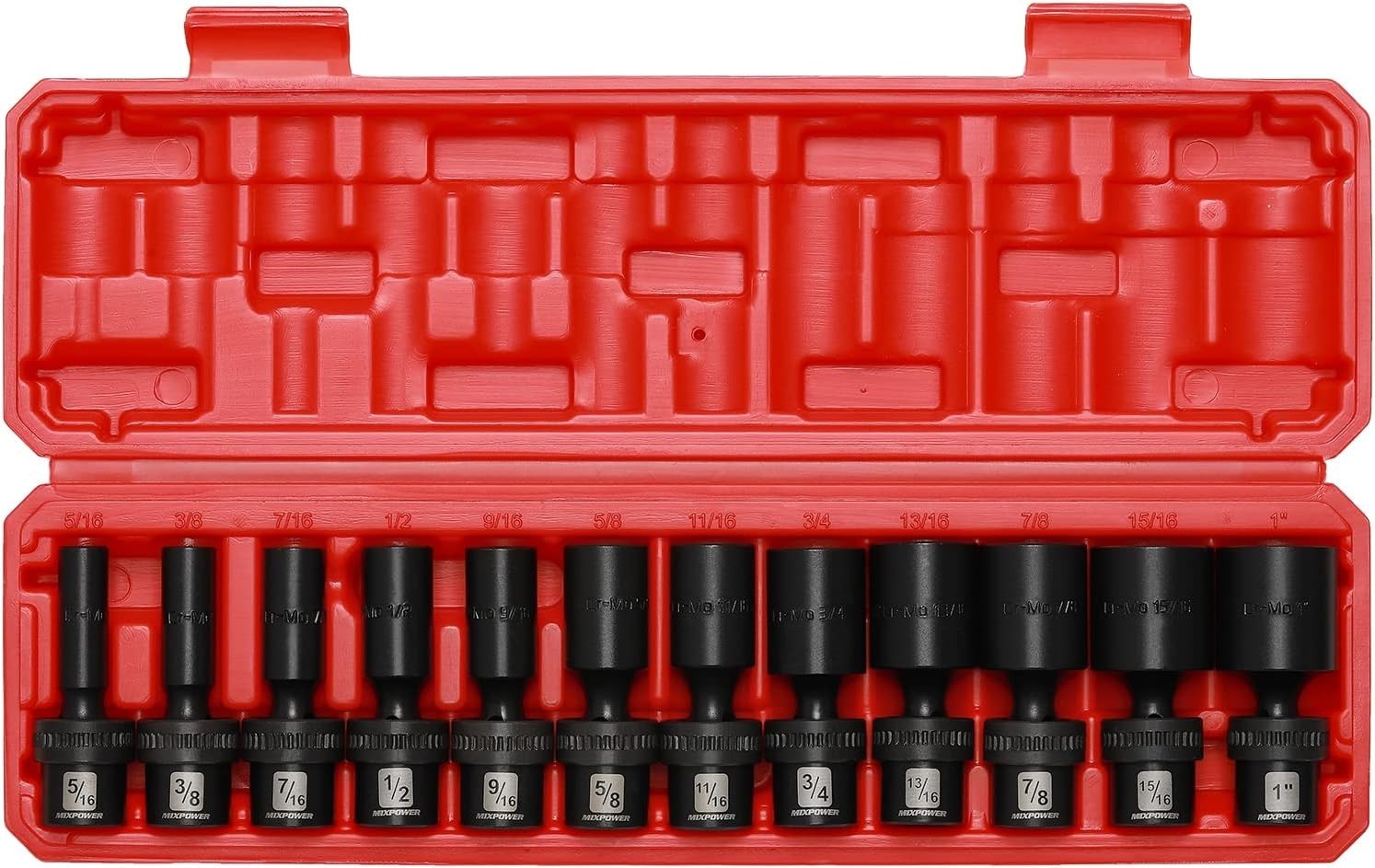 12 Pc Set 3/8″ Drive Deep Impact Swivel Socket, Chrome Moly//