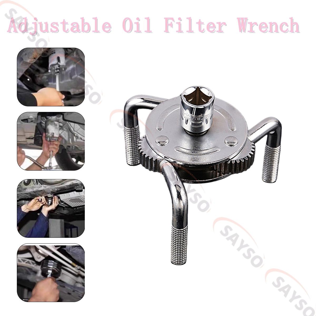Chrome Vanadium Steel Round three Claw Machine Oil Filter Wrench Tool Car Auto