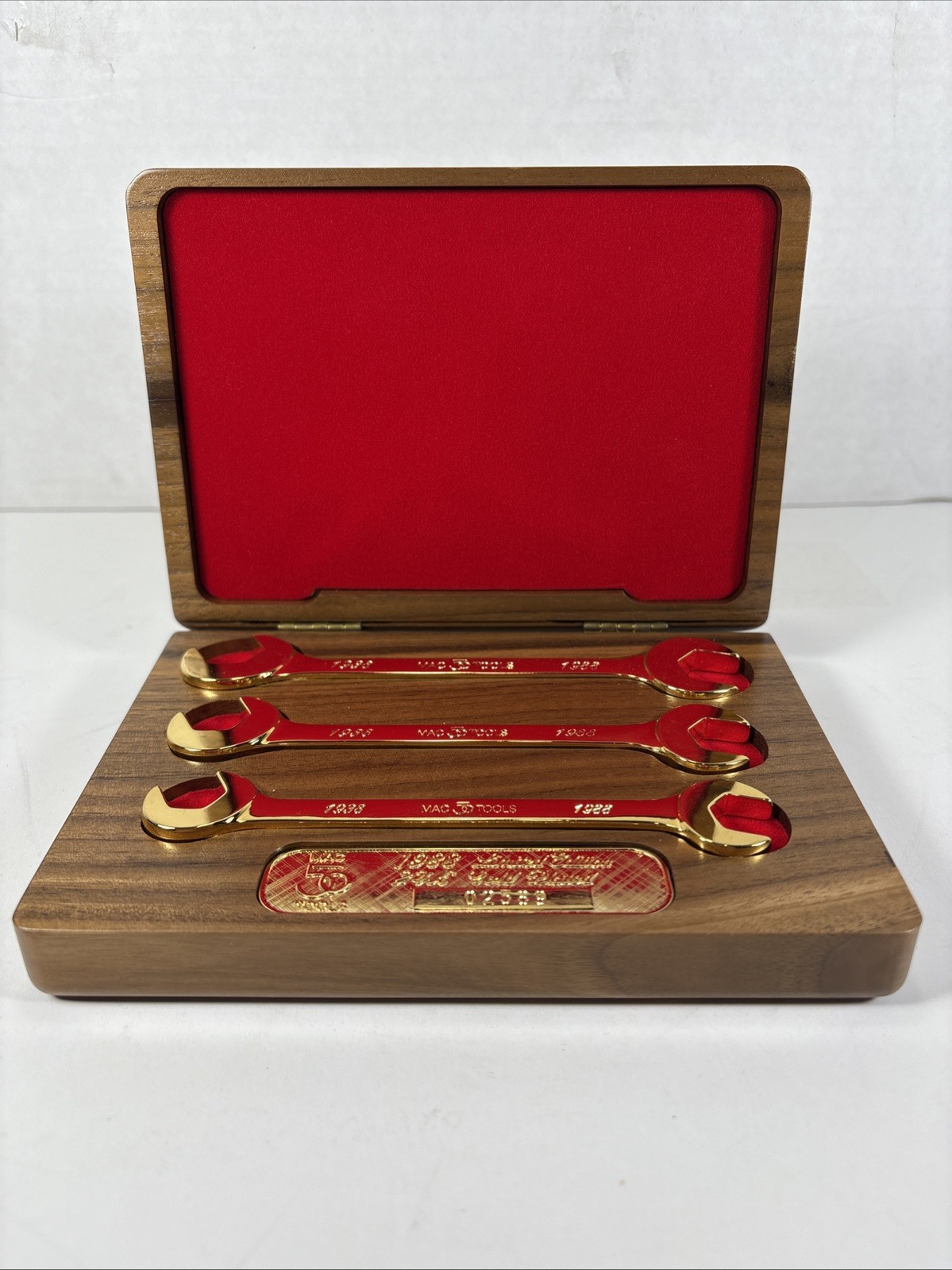 24kt Gold 1988 50 year Anniversary Mac Tools Collector’s Club 3 Piece Wrench Set